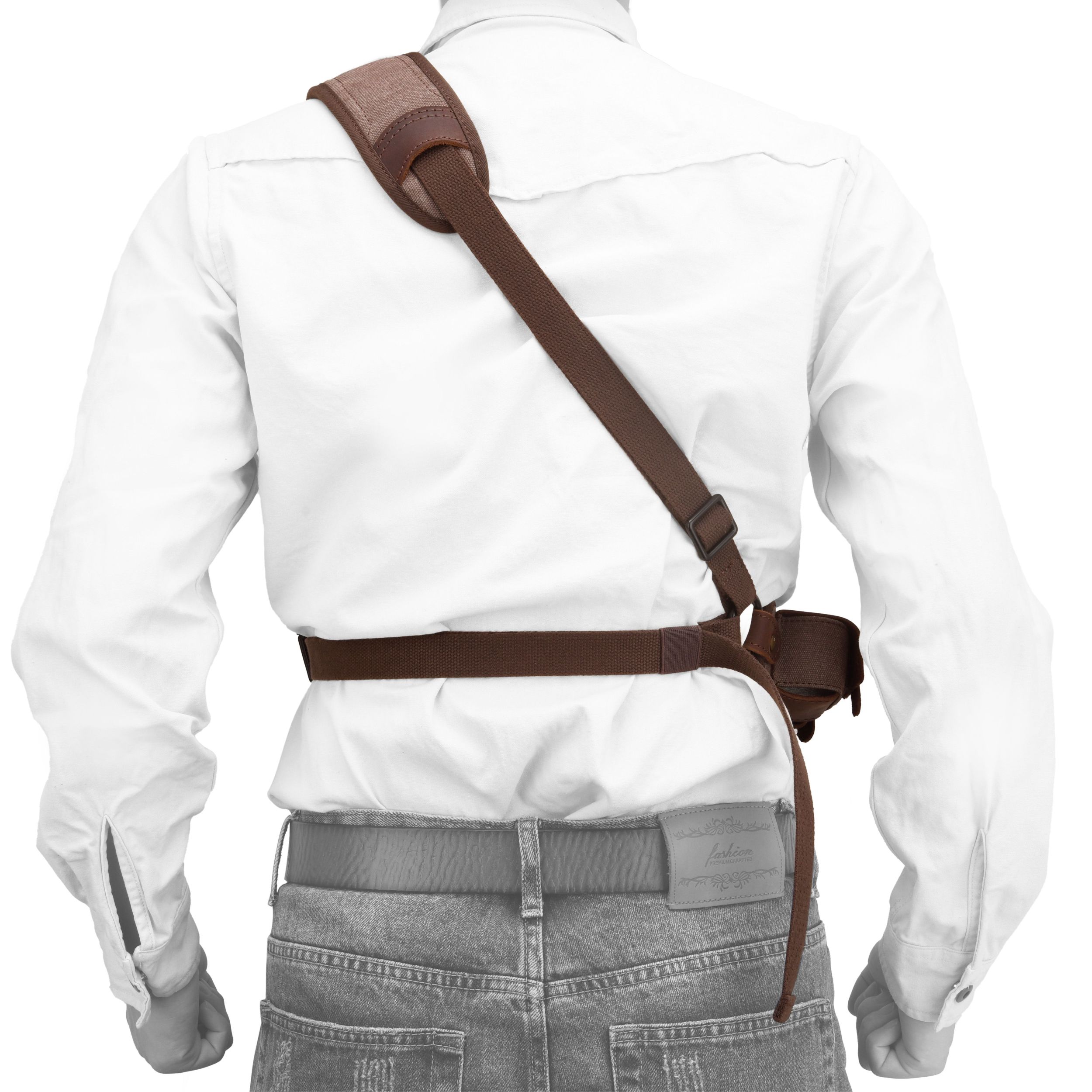 Canvas Pistol Chest Holster with Double Speedloader Holder Suit for Right Handed