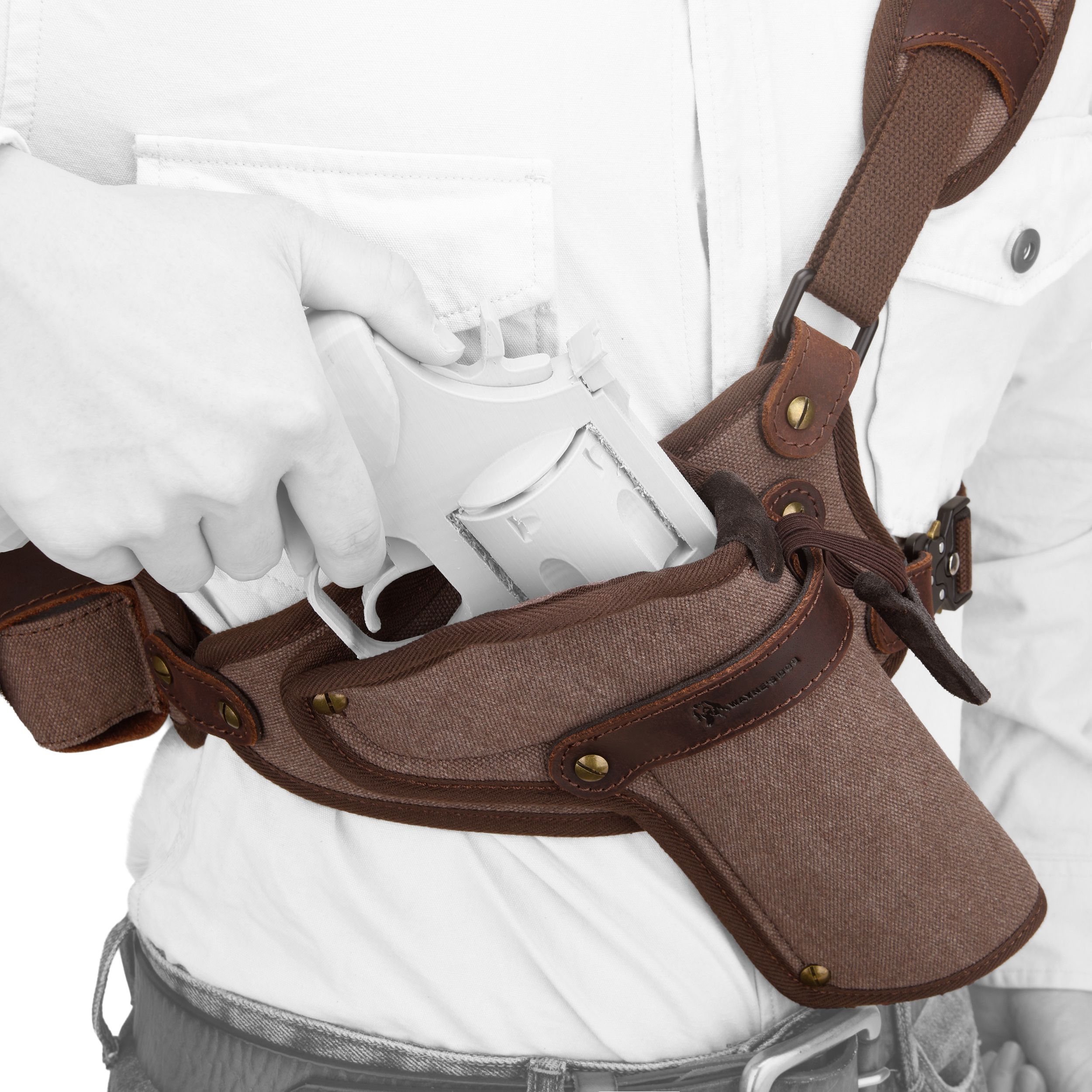 Canvas Pistol Chest Holster with Double Speedloader Holder Suit for Right Handed