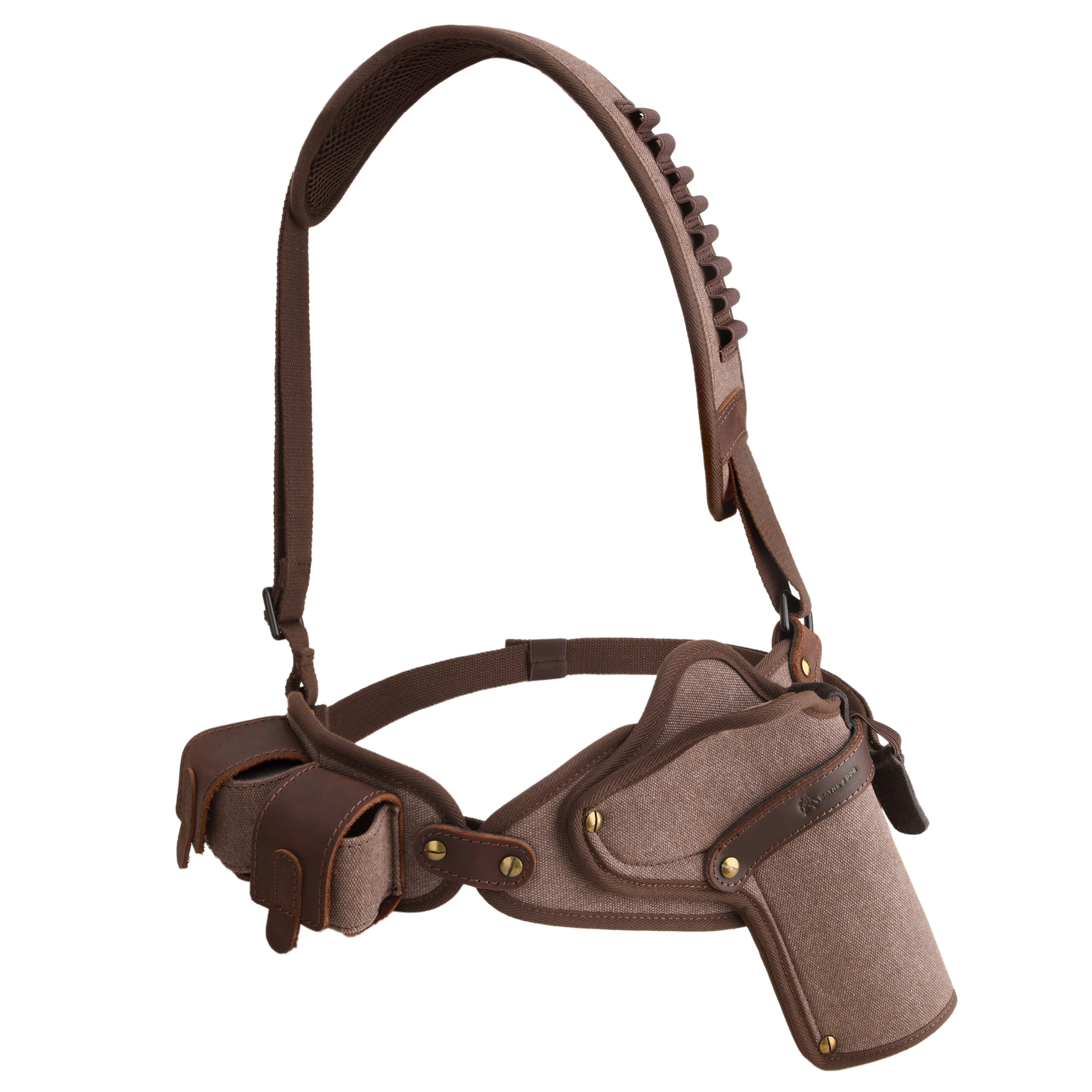 Canvas Pistol Chest Holster with Double Speedloader Holder Suit for Right Handed