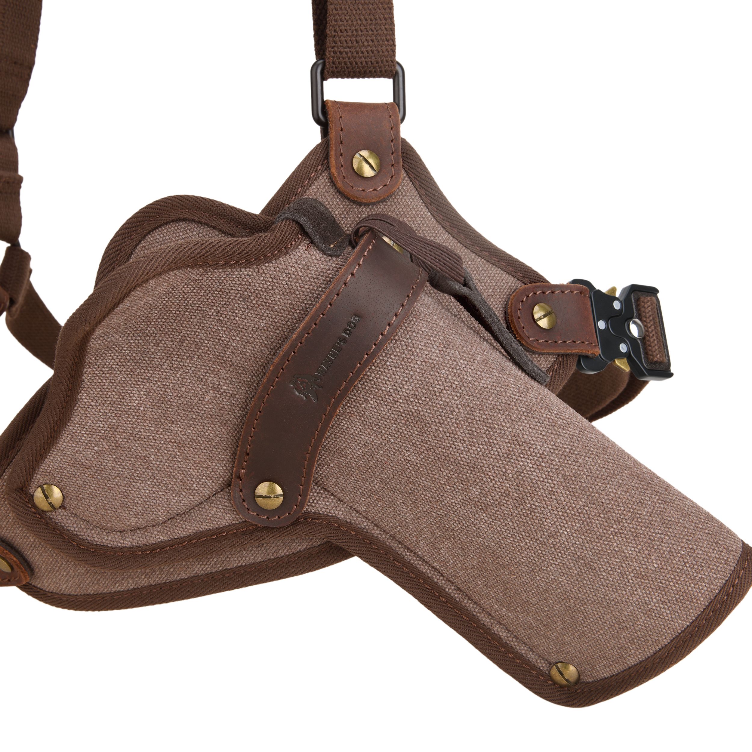 Canvas Pistol Chest Holster with Double Speedloader Holder Suit for Right Handed