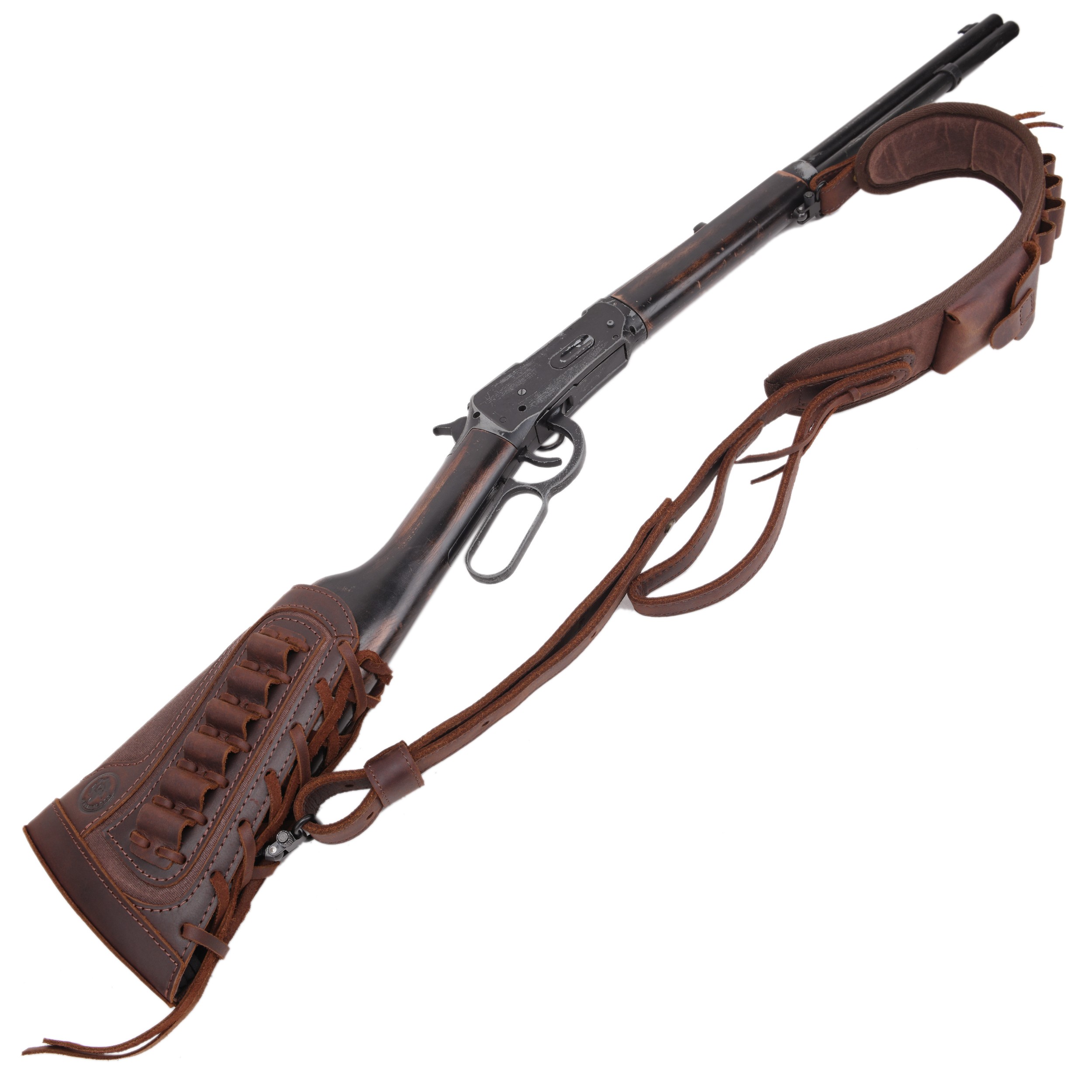 1 Combo Leather Rifle Shotgun Buttstock with Sling.22LR.357.308 12GA