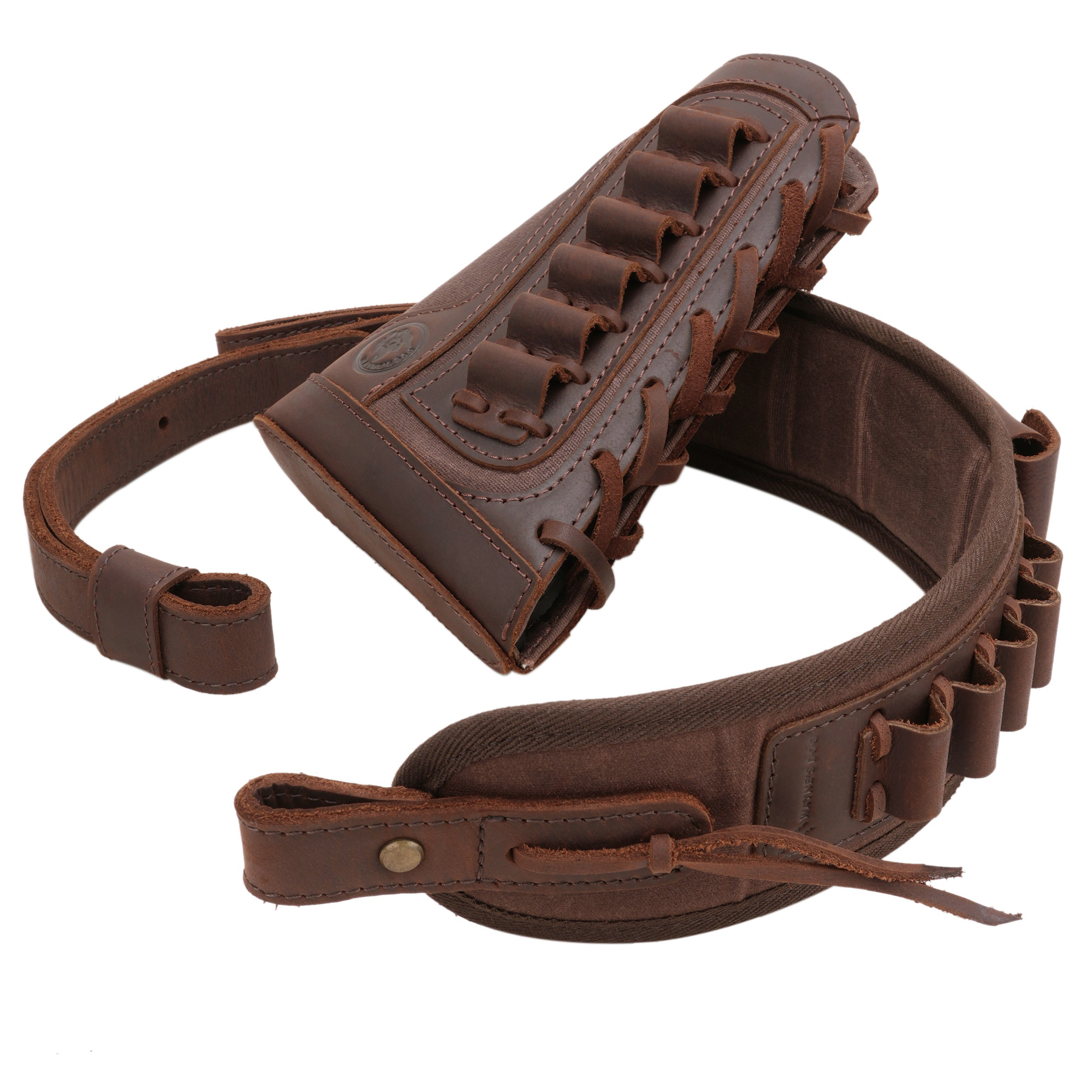 1 Combo Leather Rifle Shotgun Buttstock with Sling.22LR.357.308 12GA