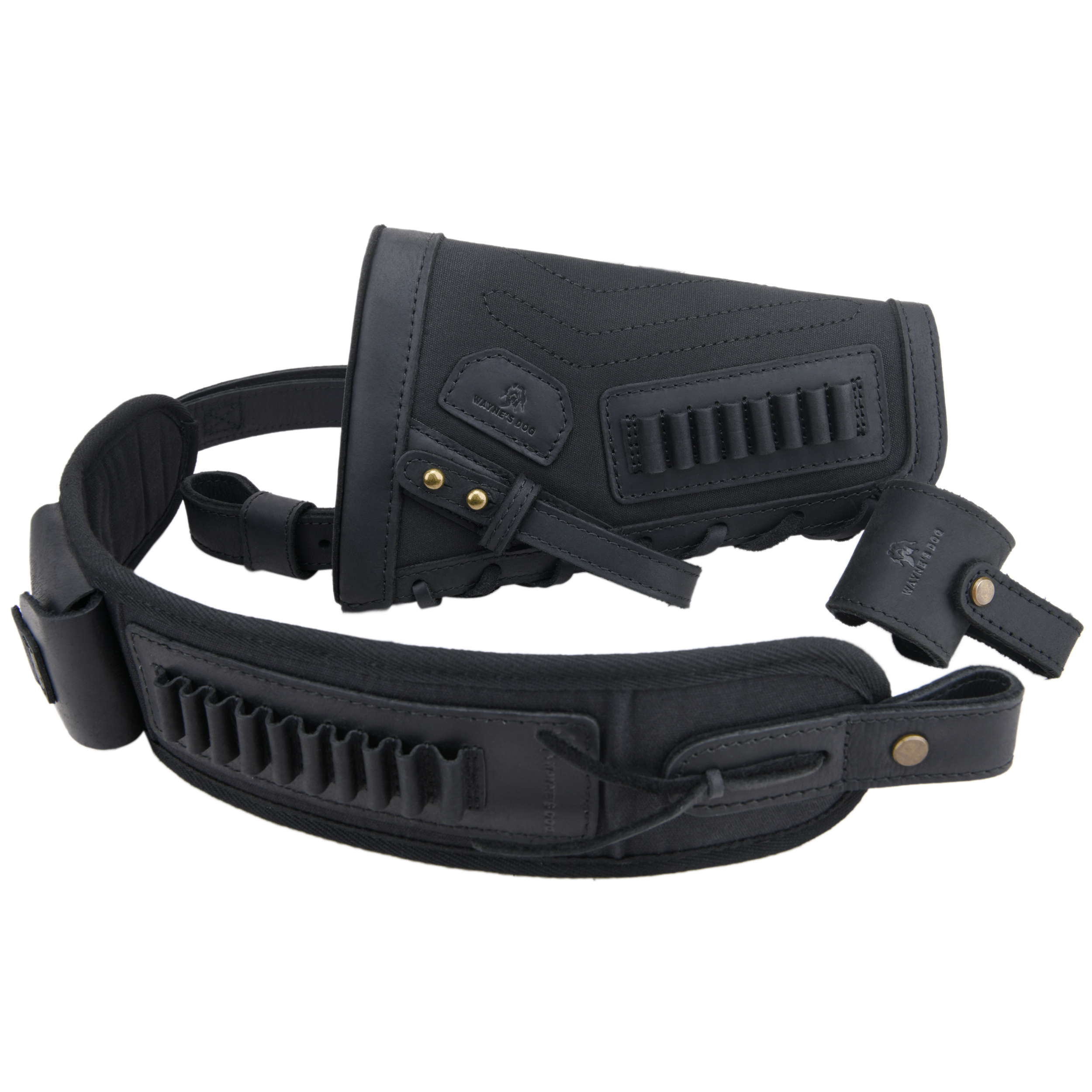 No Drill Leather Sling+Loop Mount with Rifle Cheek Rest Shell Holder