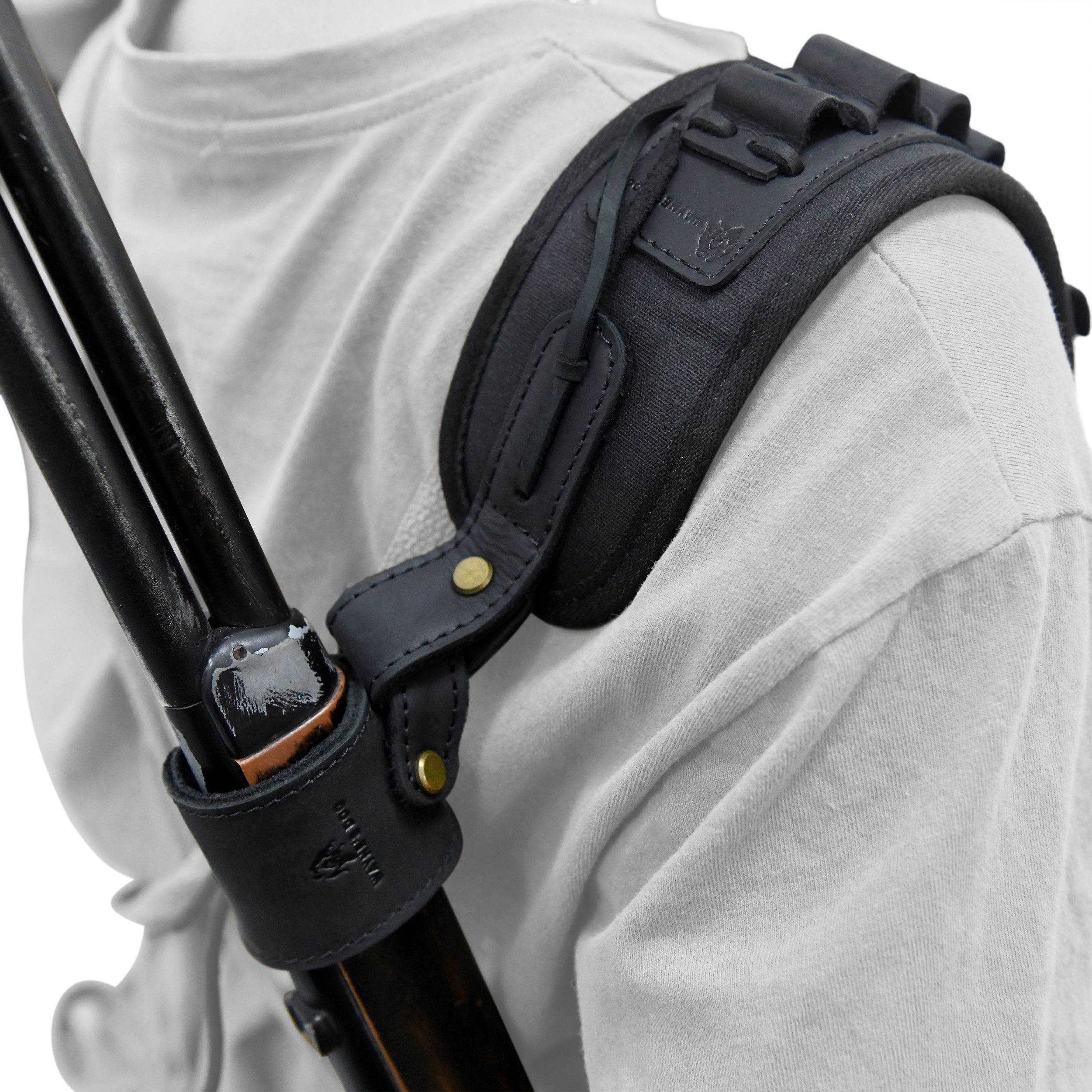 No Drill Leather Sling+Loop Mount with Rifle Cheek Rest Shell Holder