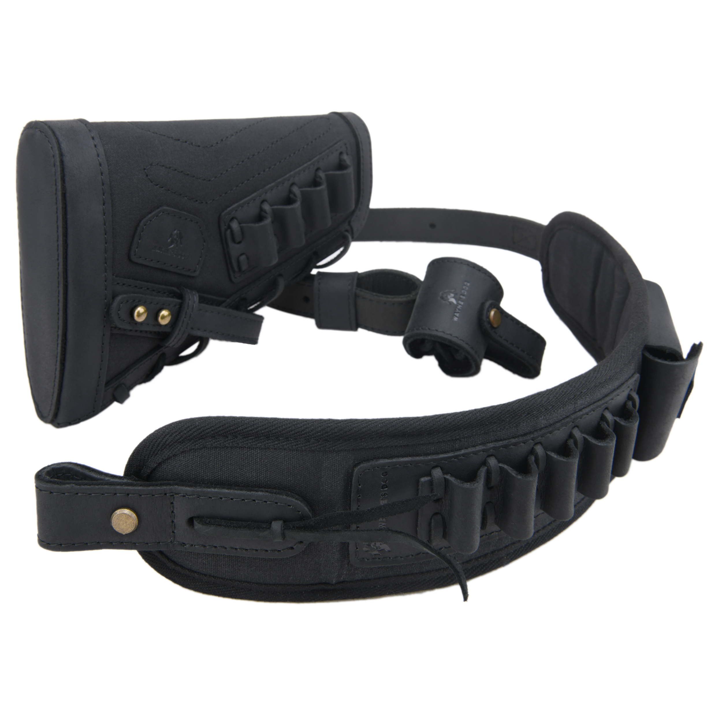 No Drill Leather Sling+Loop Mount with Rifle Cheek Rest Shell Holder