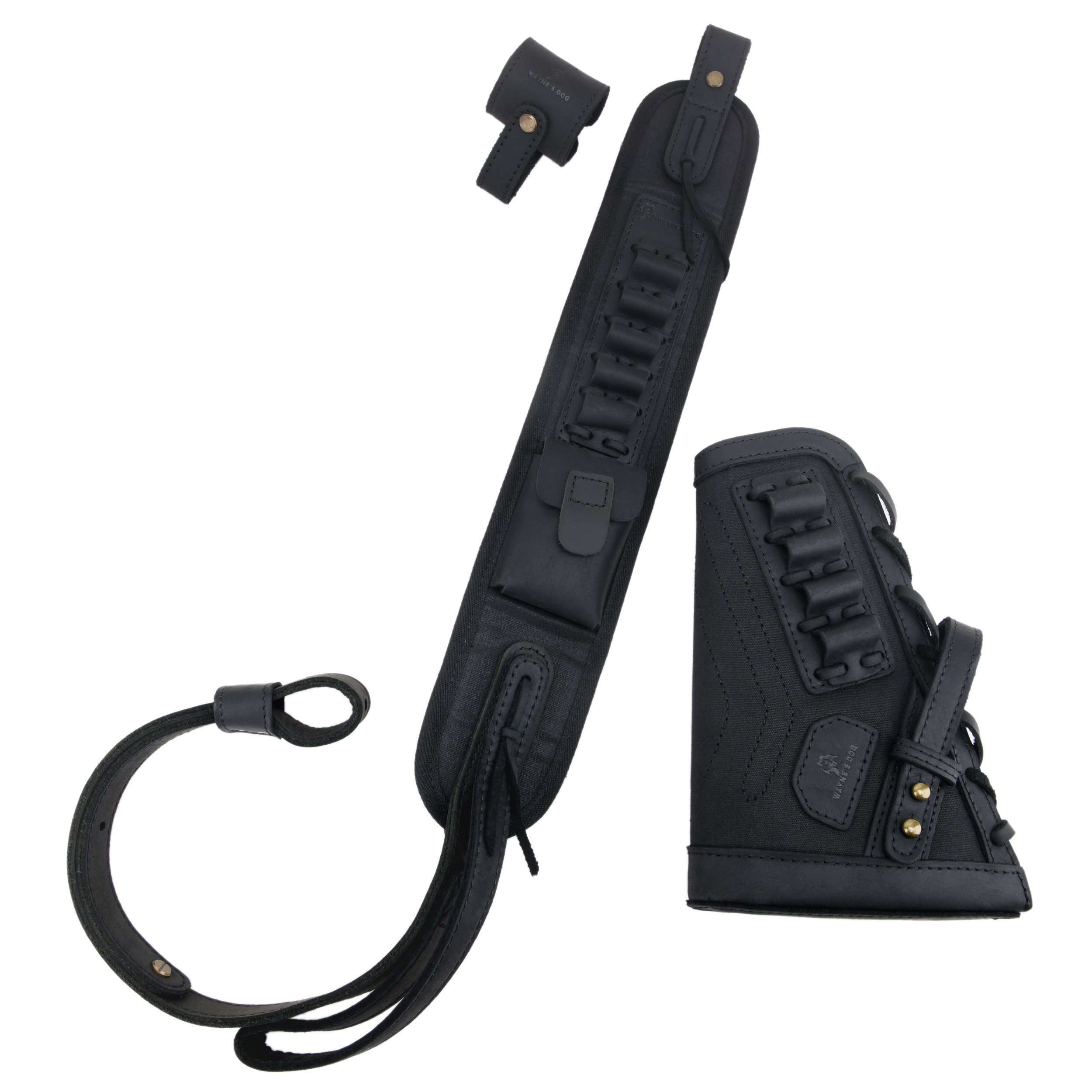 No Drill Leather Sling+Loop Mount with Rifle Cheek Rest Shell Holder