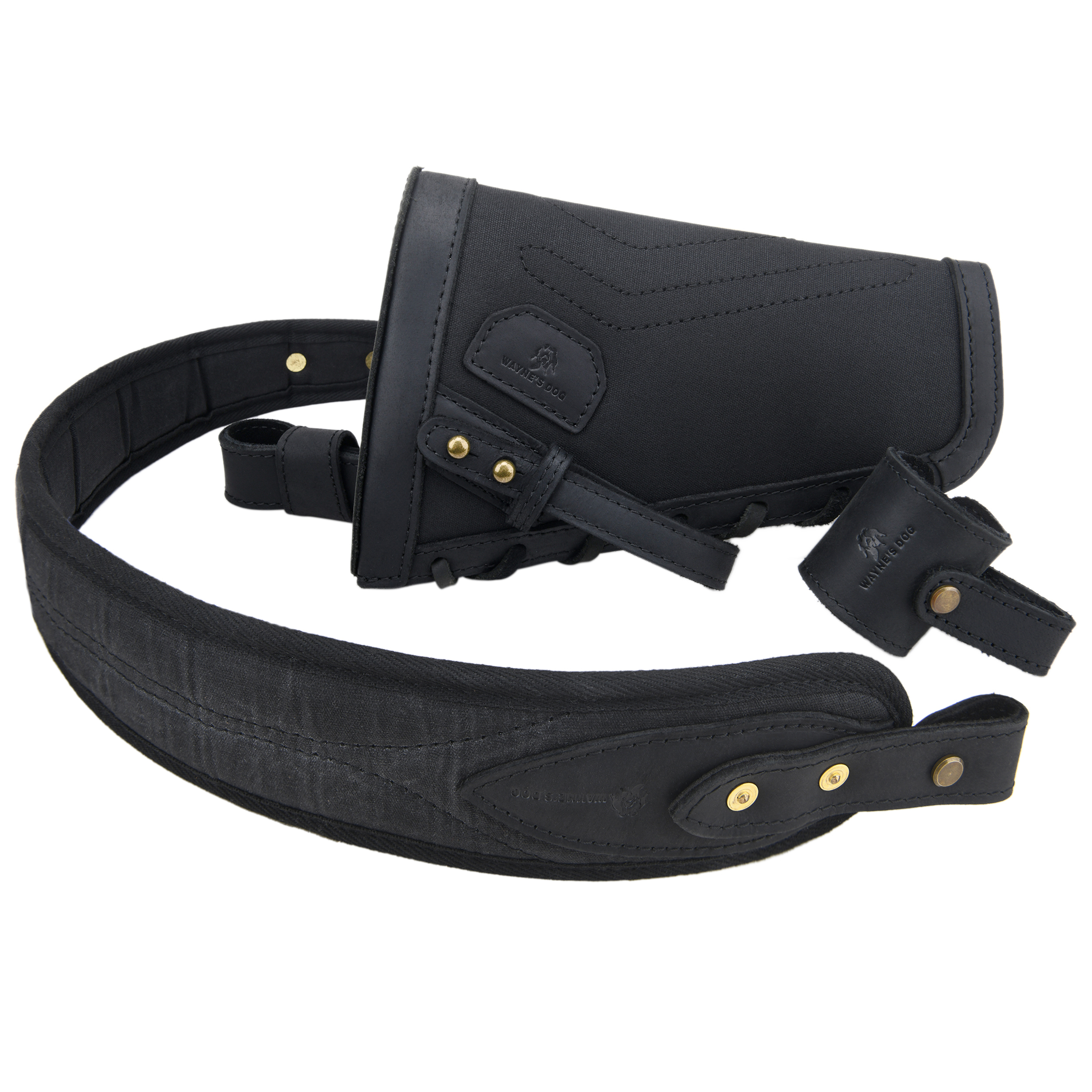 No Drill Leather Sling+Loop Mount with Rifle Cheek Rest Shell Holder