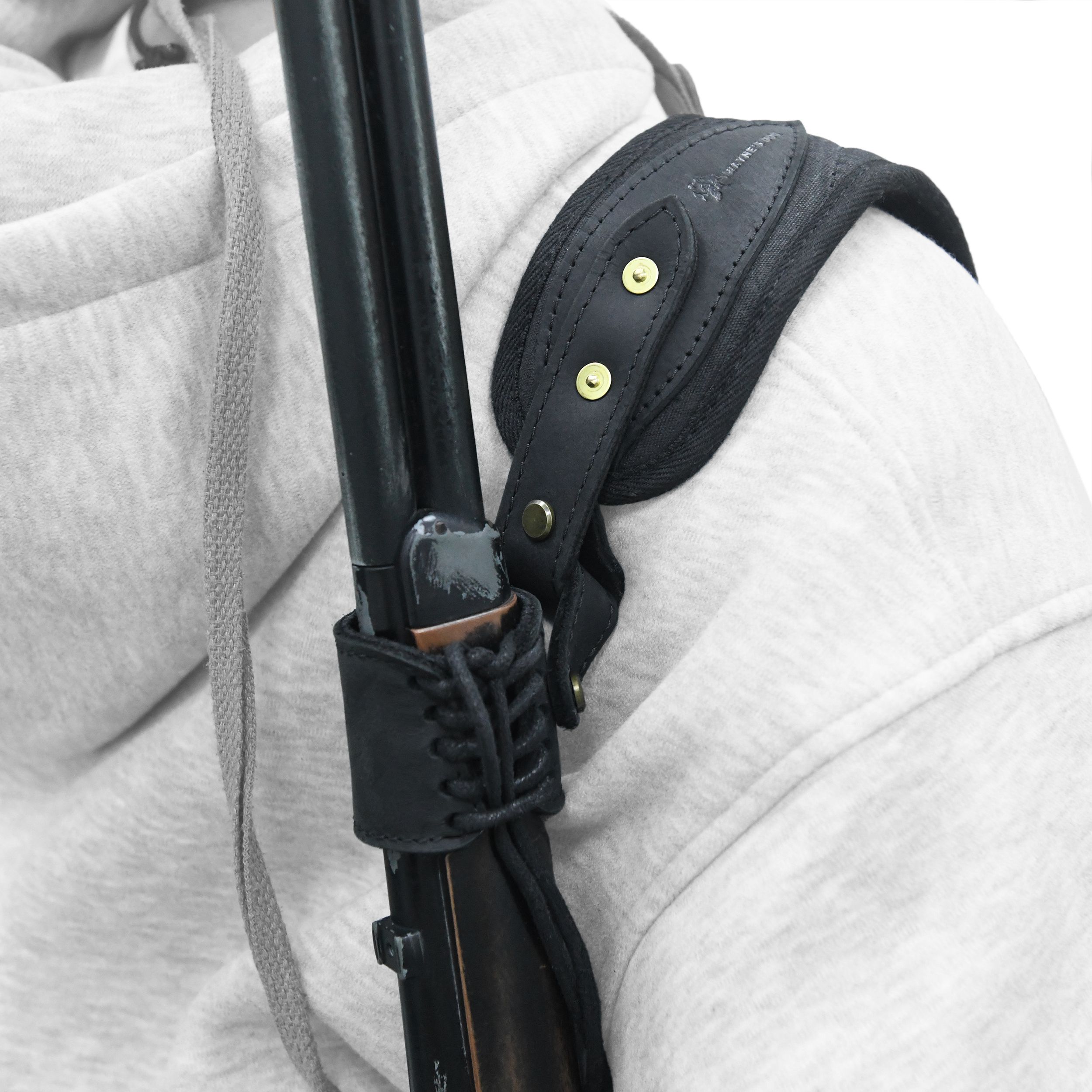 No Drill Leather Sling+Loop Mount with Rifle Cheek Rest Shell Holder