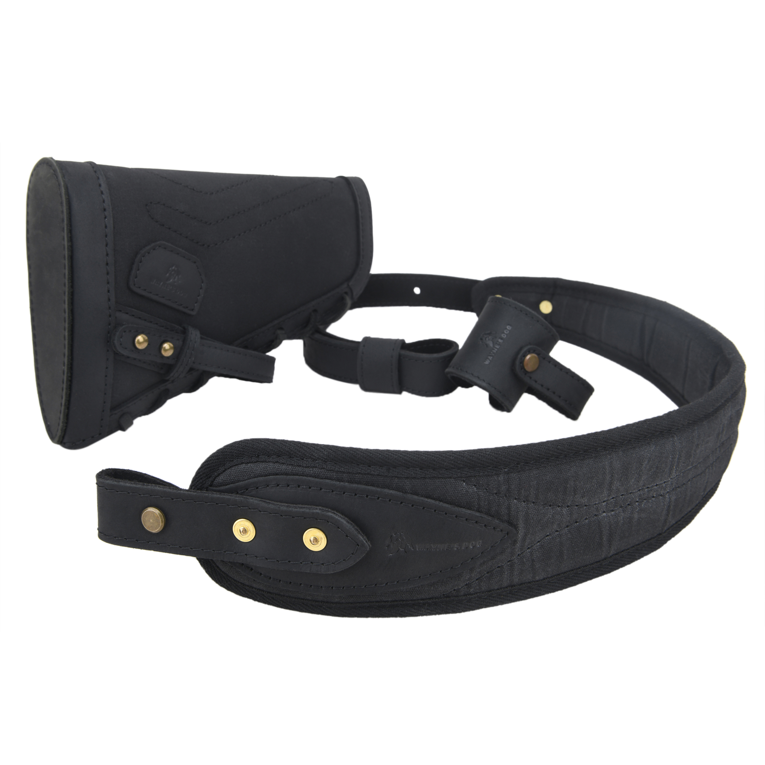 No Drill Leather Sling+Loop Mount with Rifle Cheek Rest Shell Holder