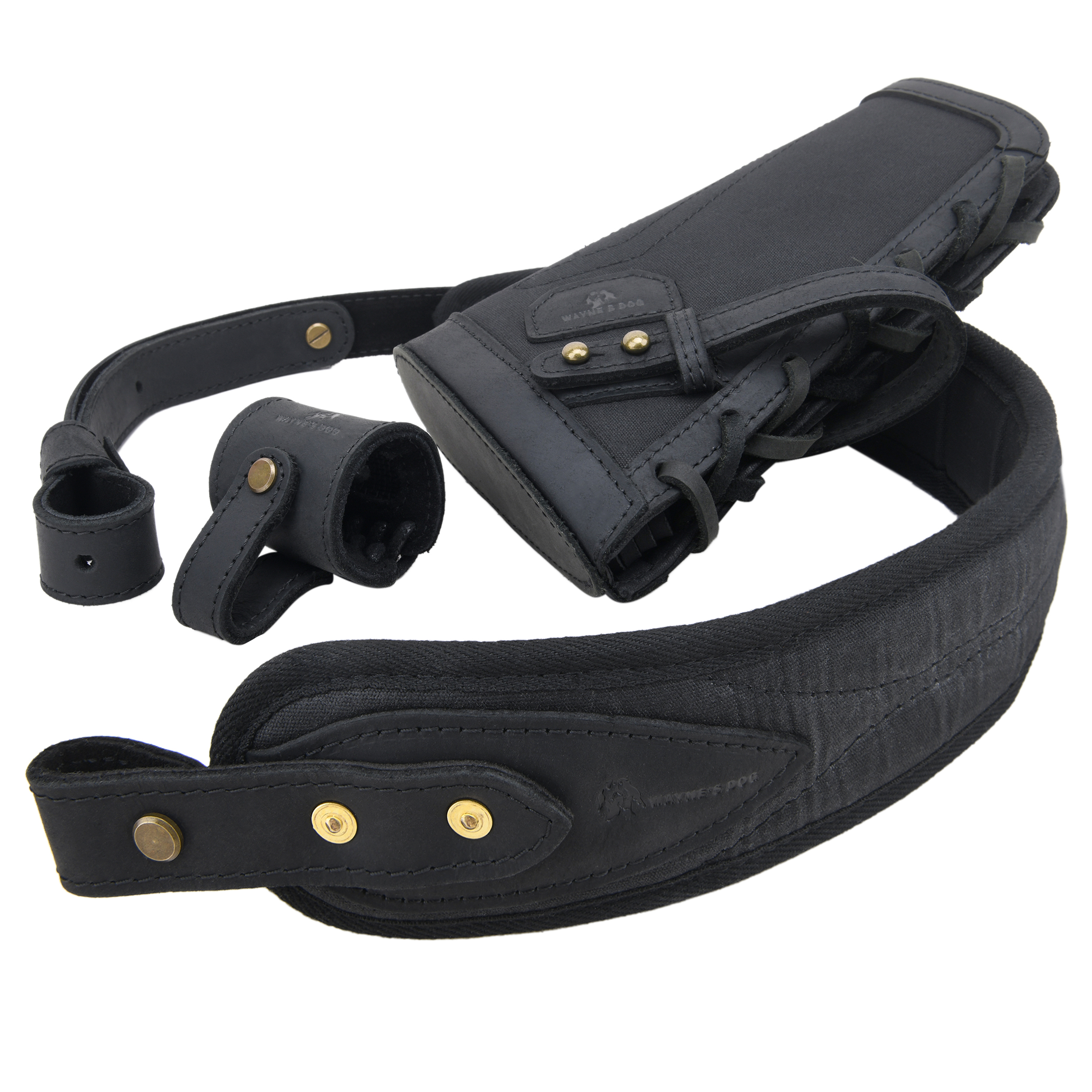 No Drill Leather Sling+Loop Mount with Rifle Cheek Rest Shell Holder
