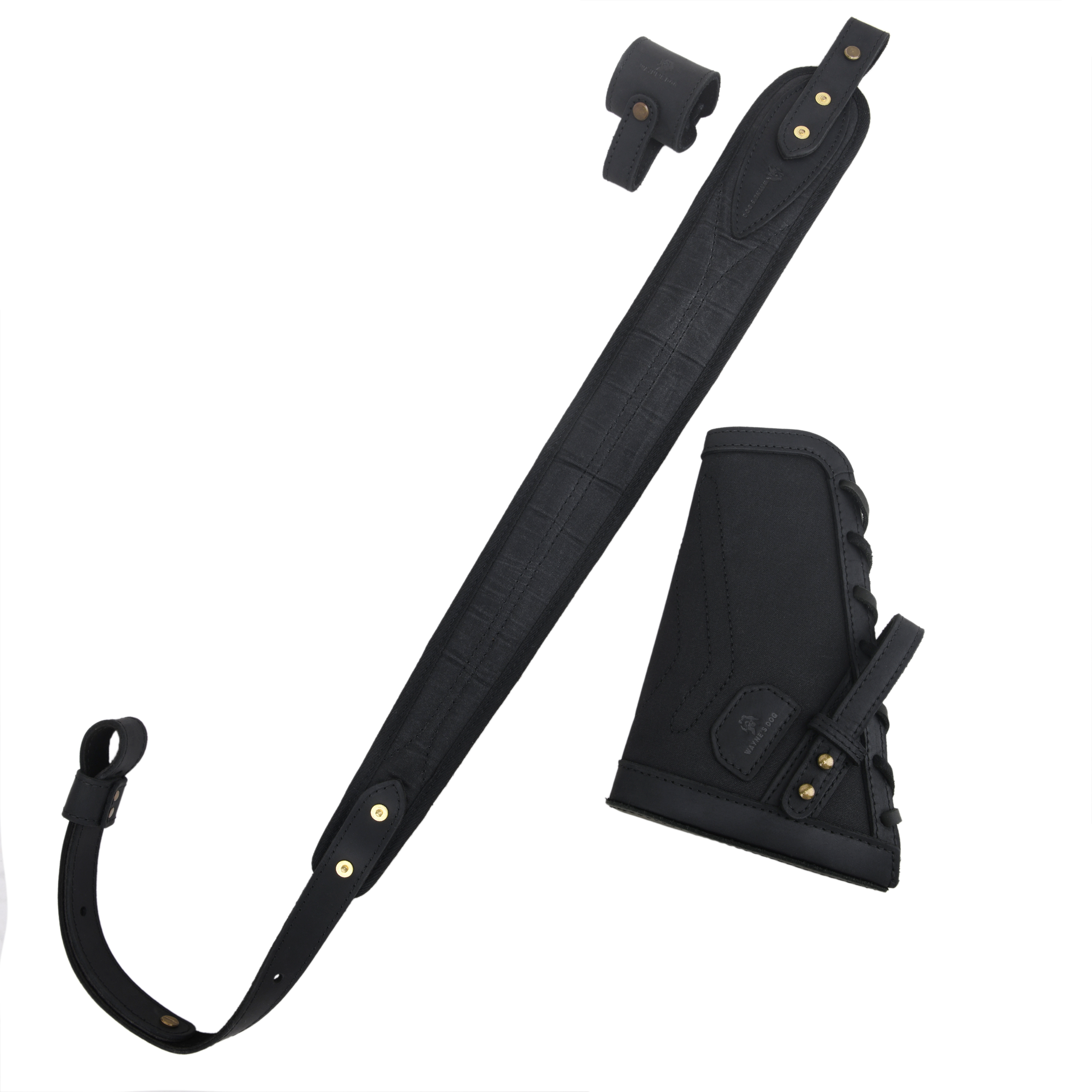No Drill Leather Sling+Loop Mount with Rifle Cheek Rest Shell Holder