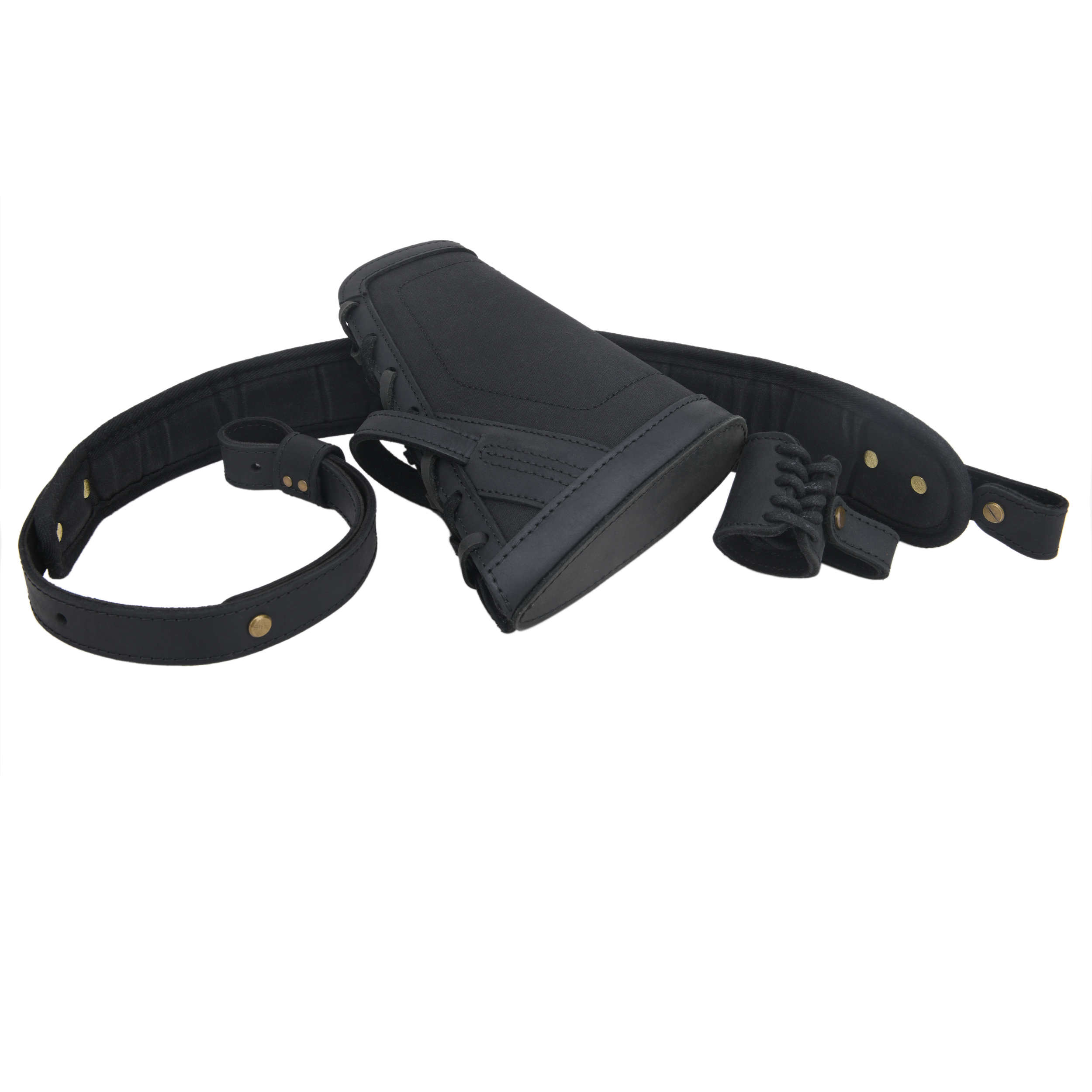 No Drill Leather Sling+Loop Mount with Rifle Cheek Rest Shell Holder