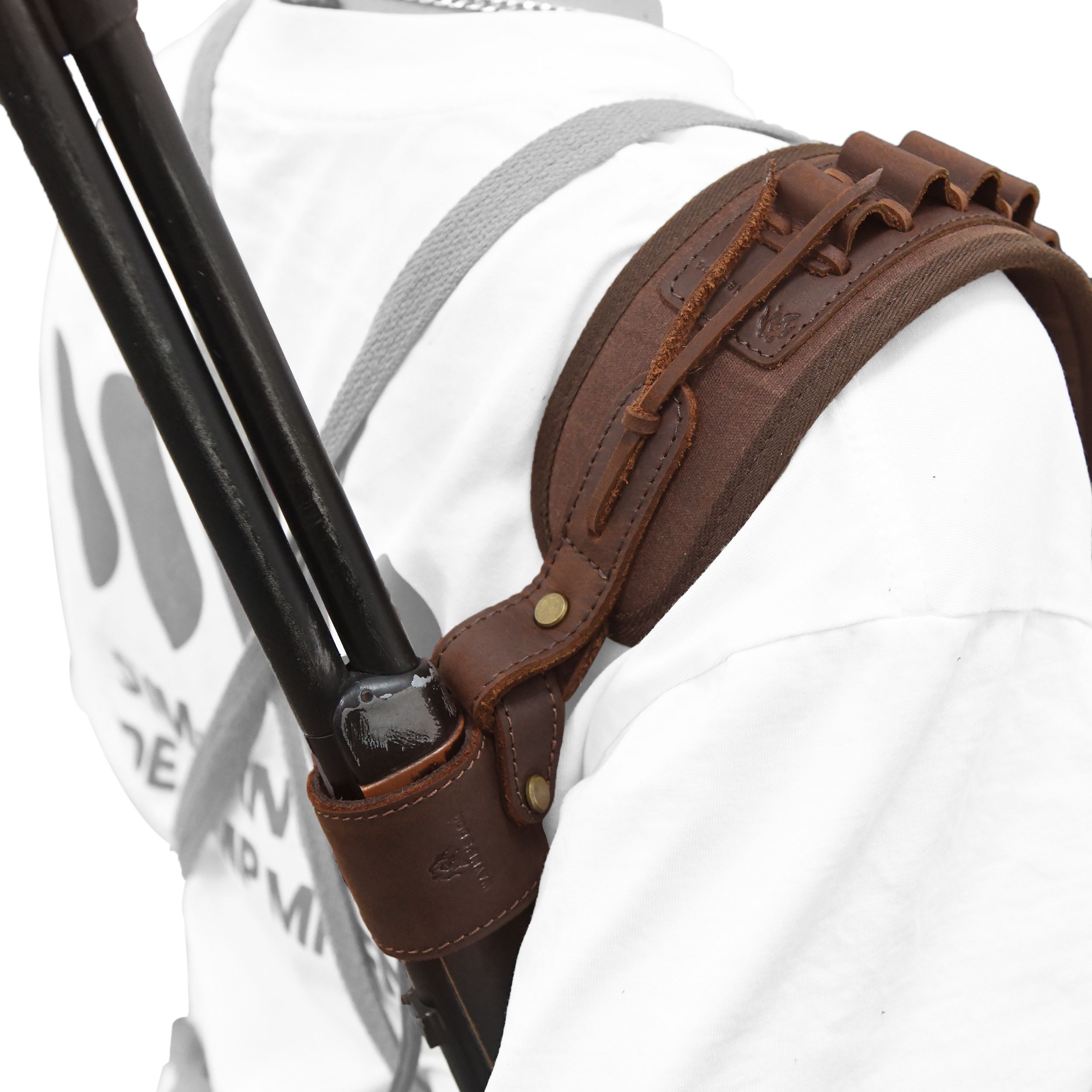 No Drill Leather Sling+Loop Mount with Rifle Cheek Rest Shell Holder