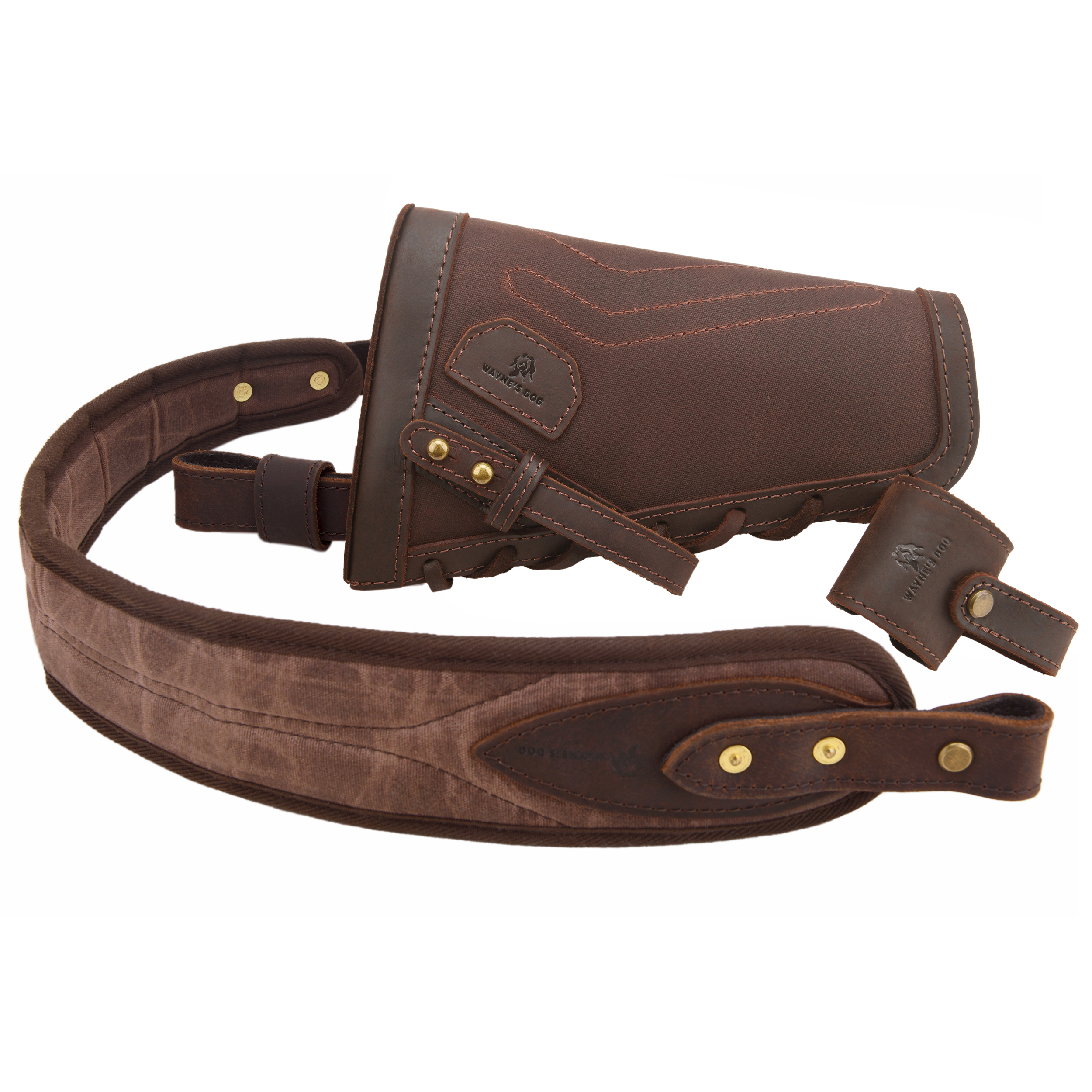 No Drill Leather Sling+Loop Mount with Rifle Cheek Rest Shell Holder