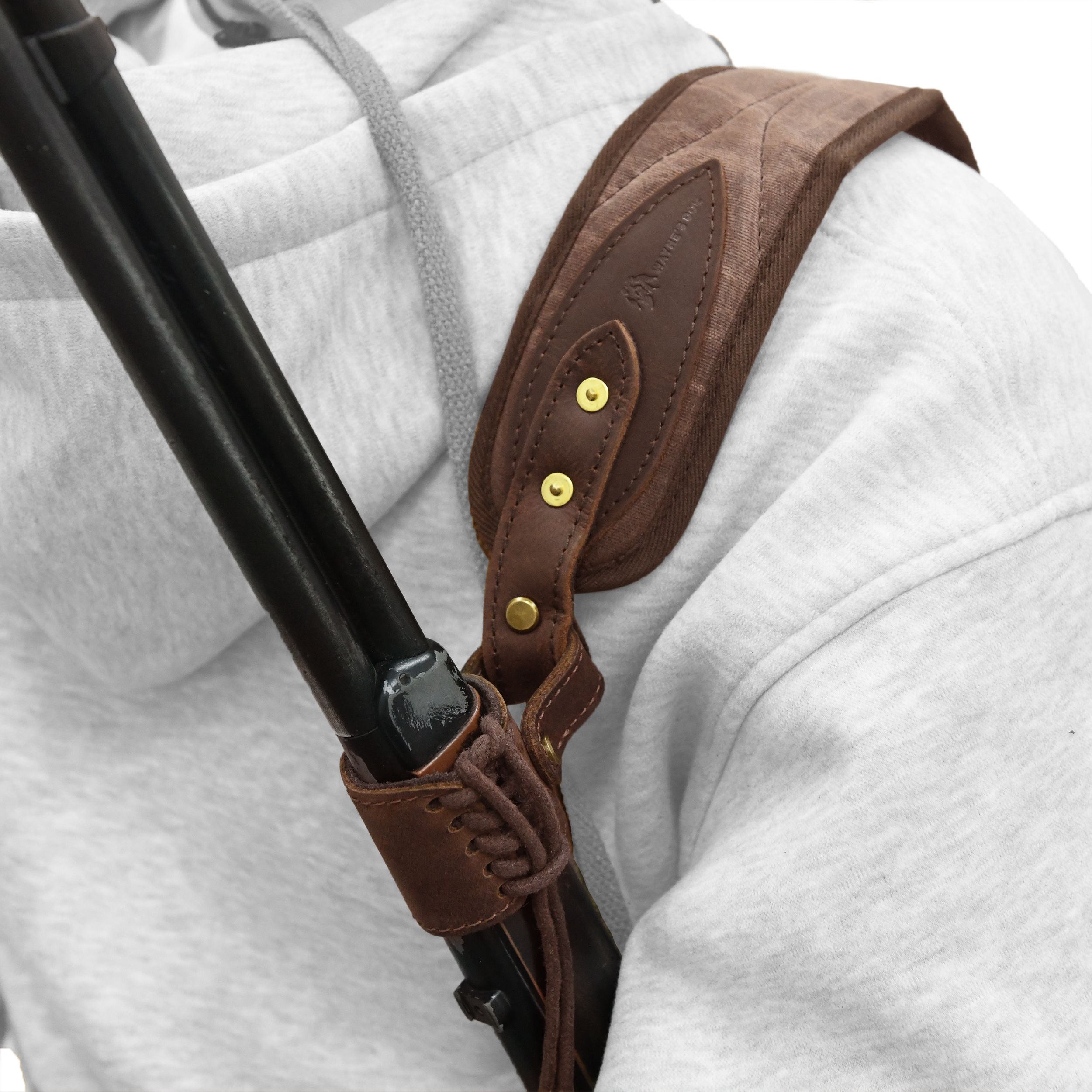 No Drill Leather Sling+Loop Mount with Rifle Cheek Rest Shell Holder