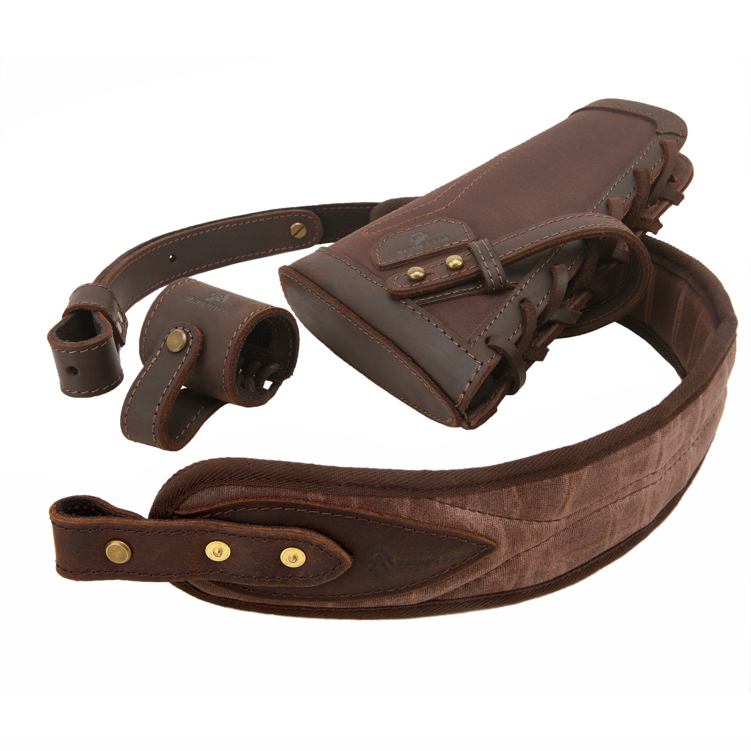 No Drill Leather Sling+Loop Mount with Rifle Cheek Rest Shell Holder