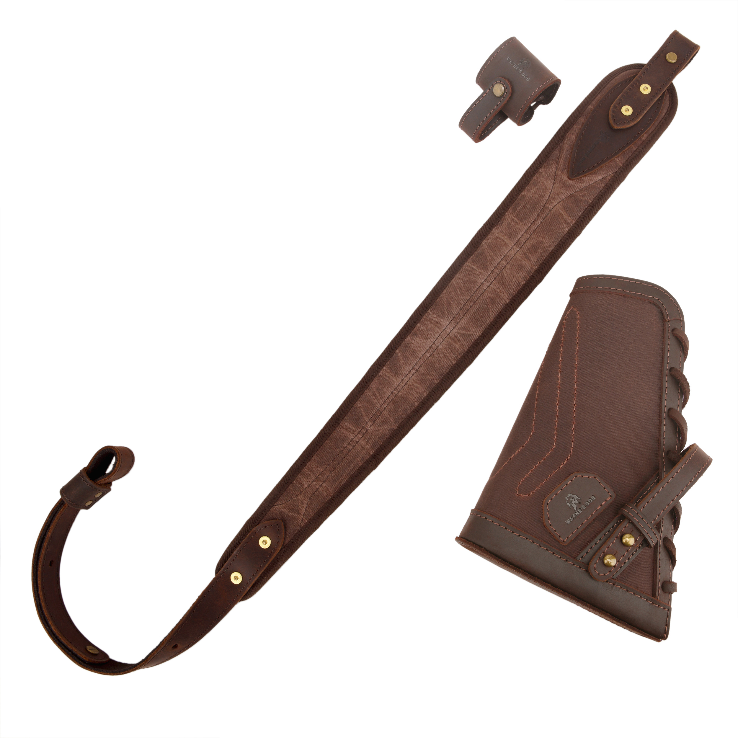 No Drill Leather Sling+Loop Mount with Rifle Cheek Rest Shell Holder