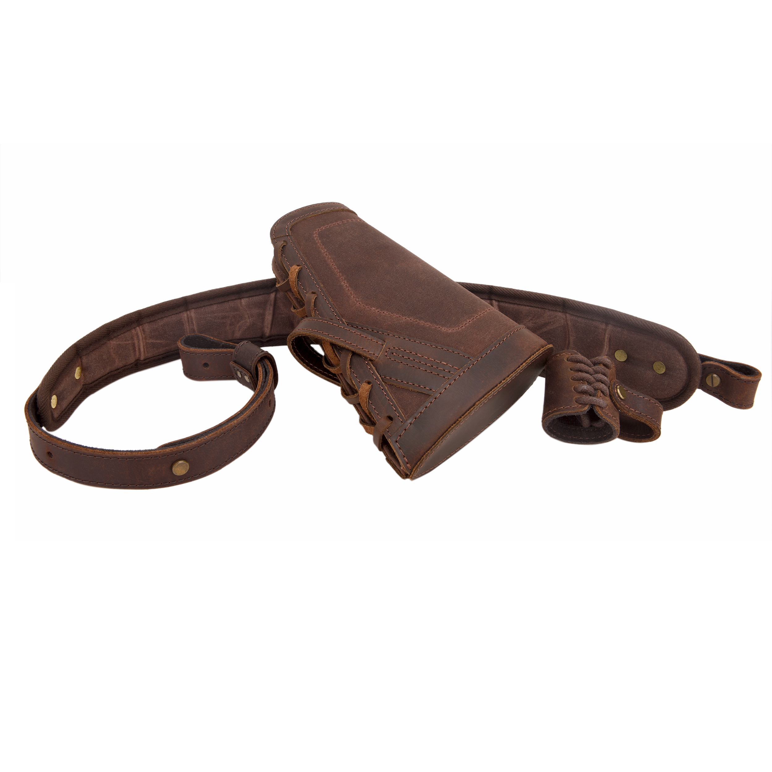 No Drill Leather Sling+Loop Mount with Rifle Cheek Rest Shell Holder