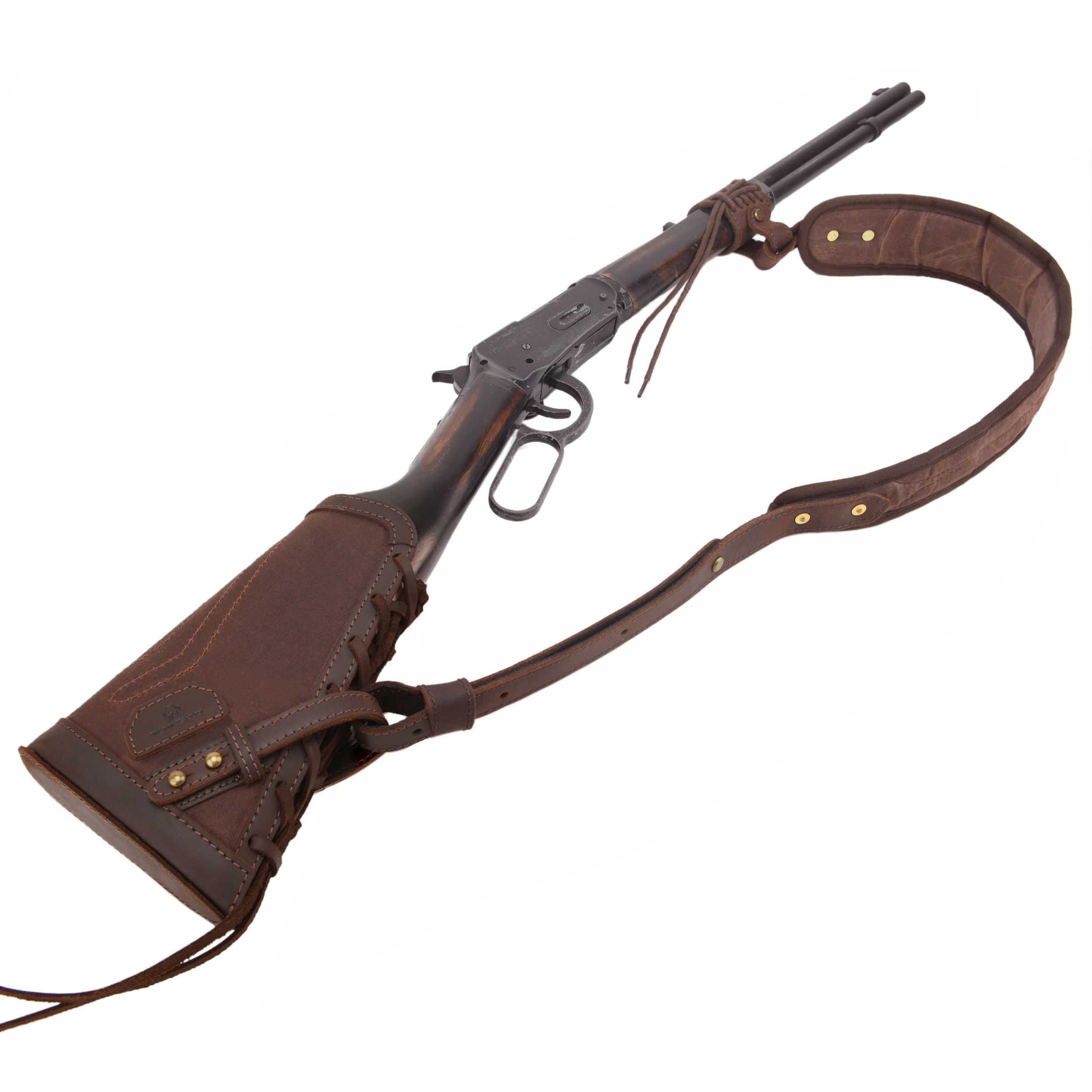 No Drill Leather Sling+Loop Mount with Rifle Cheek Rest Shell Holder