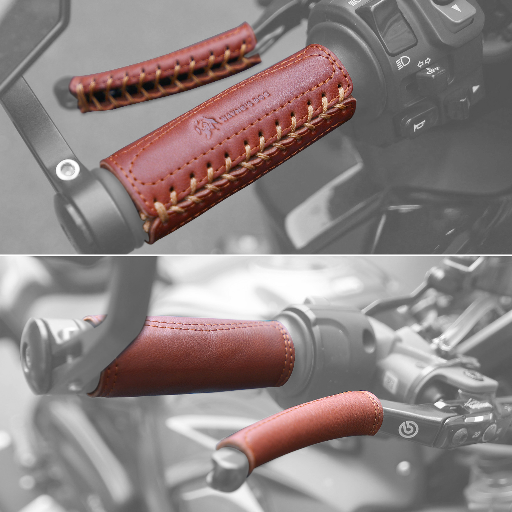  Leather Motorcycle Brake Clutch Covers With Leather Handlebar Grips Covers