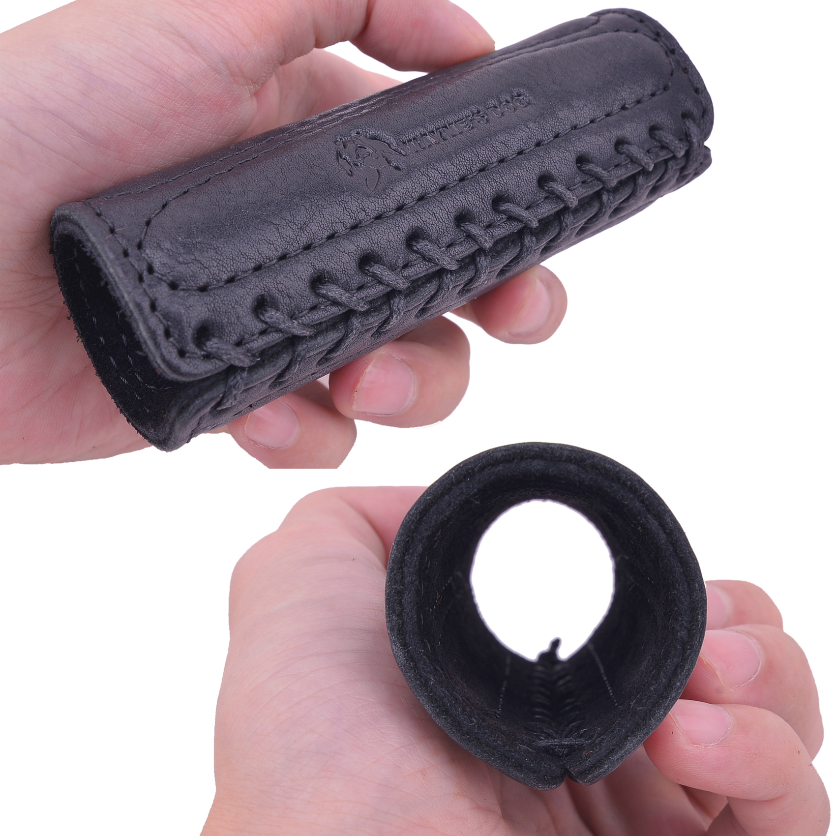 Leather Motorcycle Handlebar Grips Covers Padding Handlebar Sleeve Cover In Brown/Black