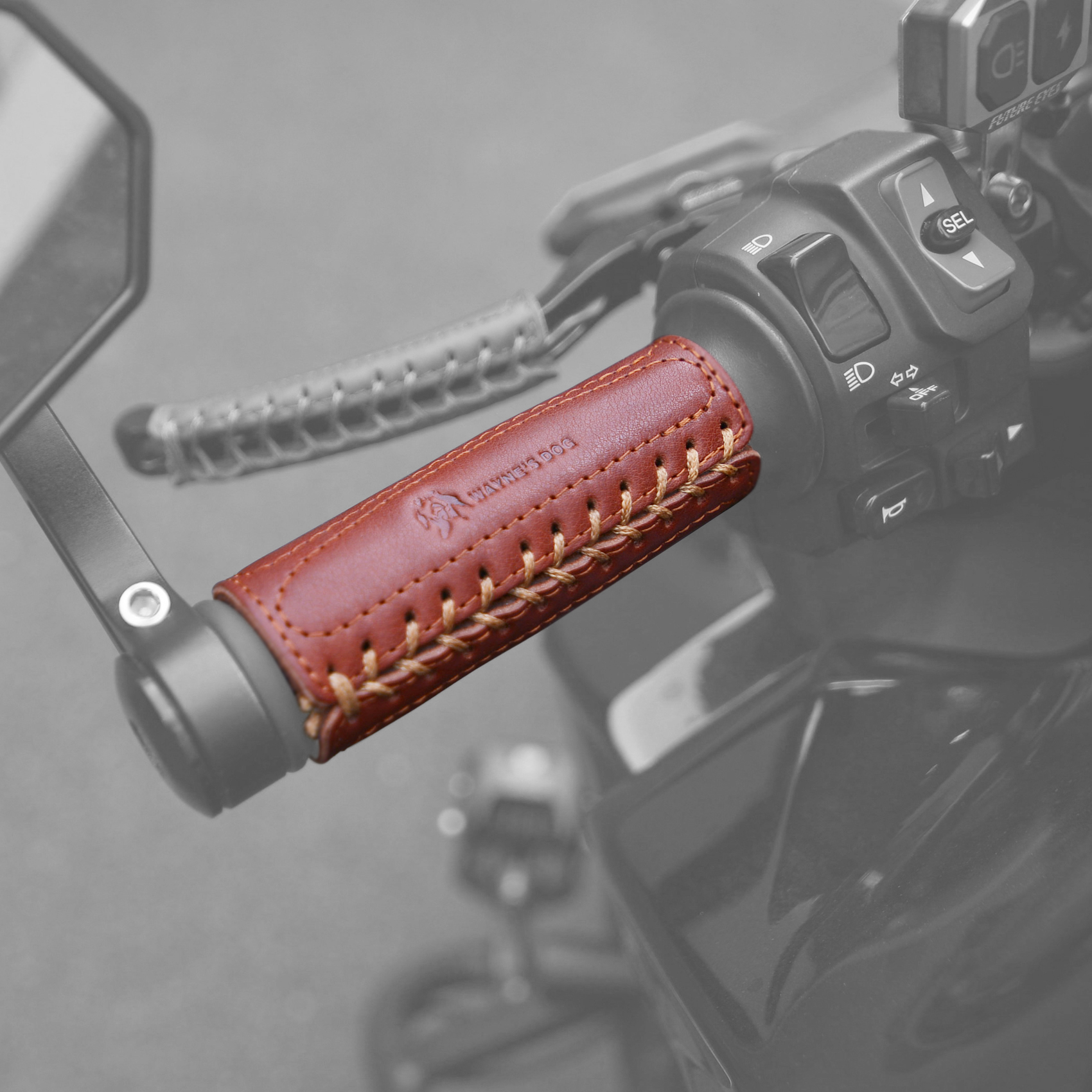 Leather Motorcycle Handlebar Grips Covers Padding Handlebar Sleeve Cover In Brown/Black