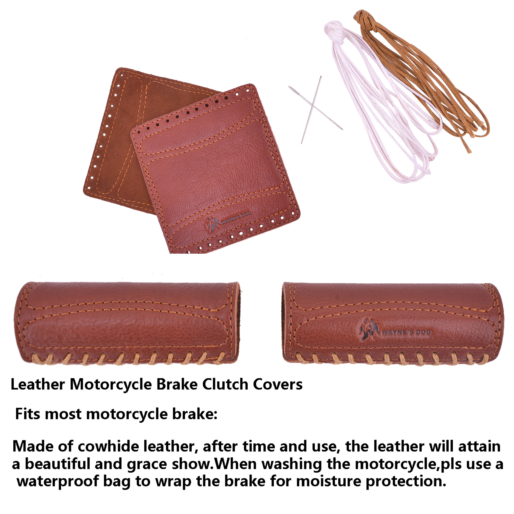 Leather Motorcycle Handlebar Grips Covers Padding Handlebar Sleeve Cover In Brown/Black