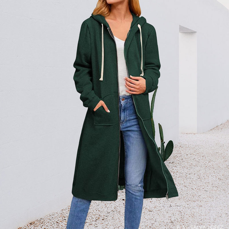 Maxi cardigan with outlet hood