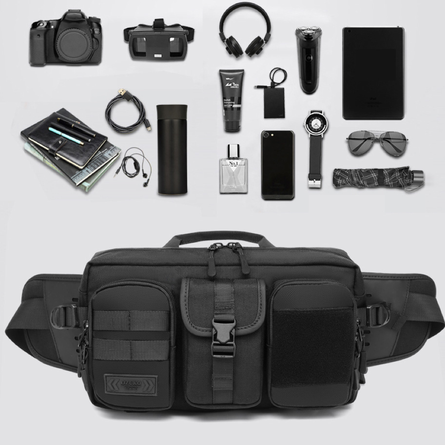 9449 Tactical Fanny Pack or Men Waist Bags Casual Crossbody Zipper Pouch with Multi-Pockets Large Capacity Waterproof Belly Package or Outdoor Hiking Traveling Camping Sporting-UMYDEAL