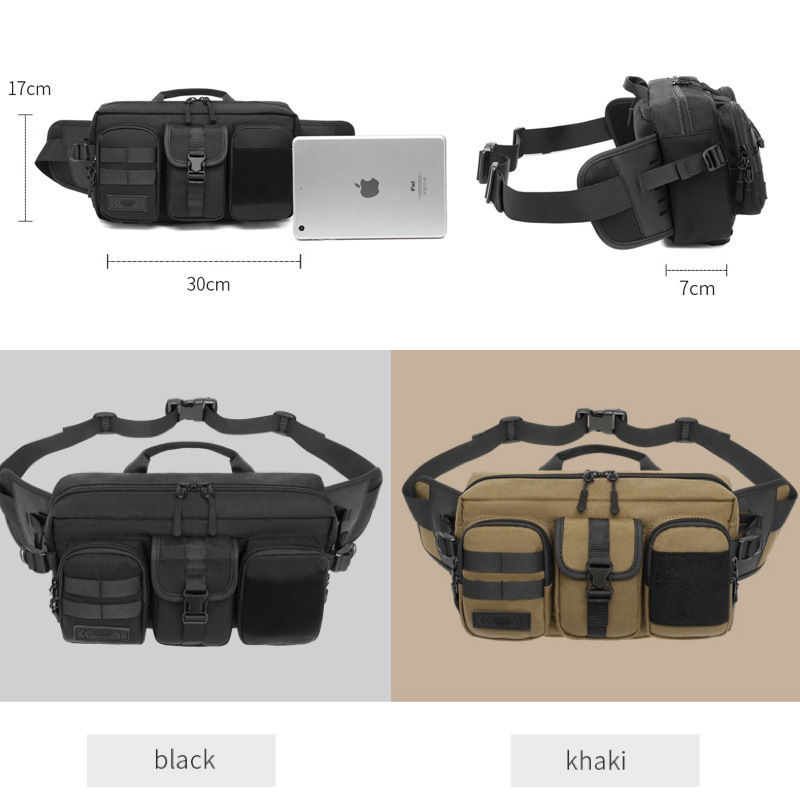9449 Tactical Fanny Pack or Men Waist Bags Casual Crossbody Zipper Pouch with Multi-Pockets Large Capacity Waterproof Belly Package or Outdoor Hiking Traveling Camping Sporting-UMYDEAL