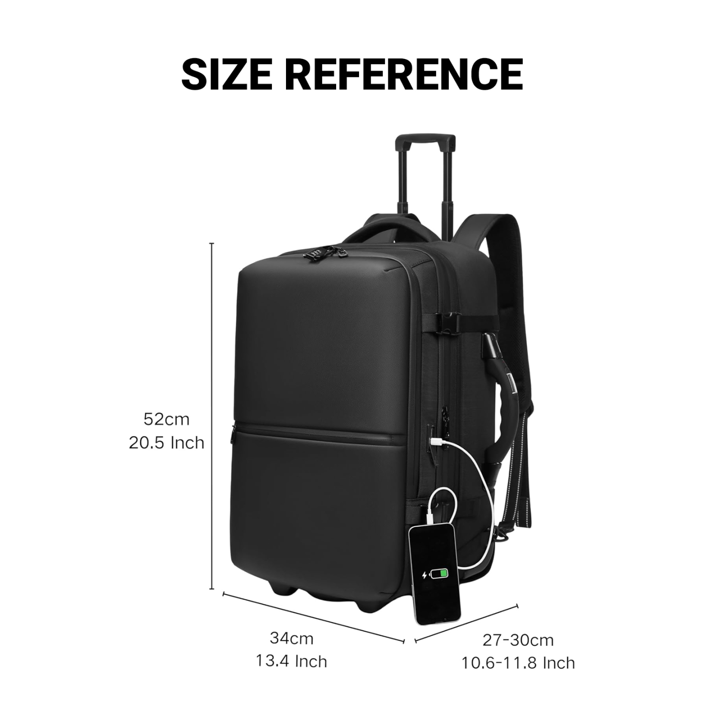 20-inch Carry on Vacuum Compression Travel Suitcase (70L), with Hidden Pull Rod, Weight Handle, TSA Lock, Charging Port