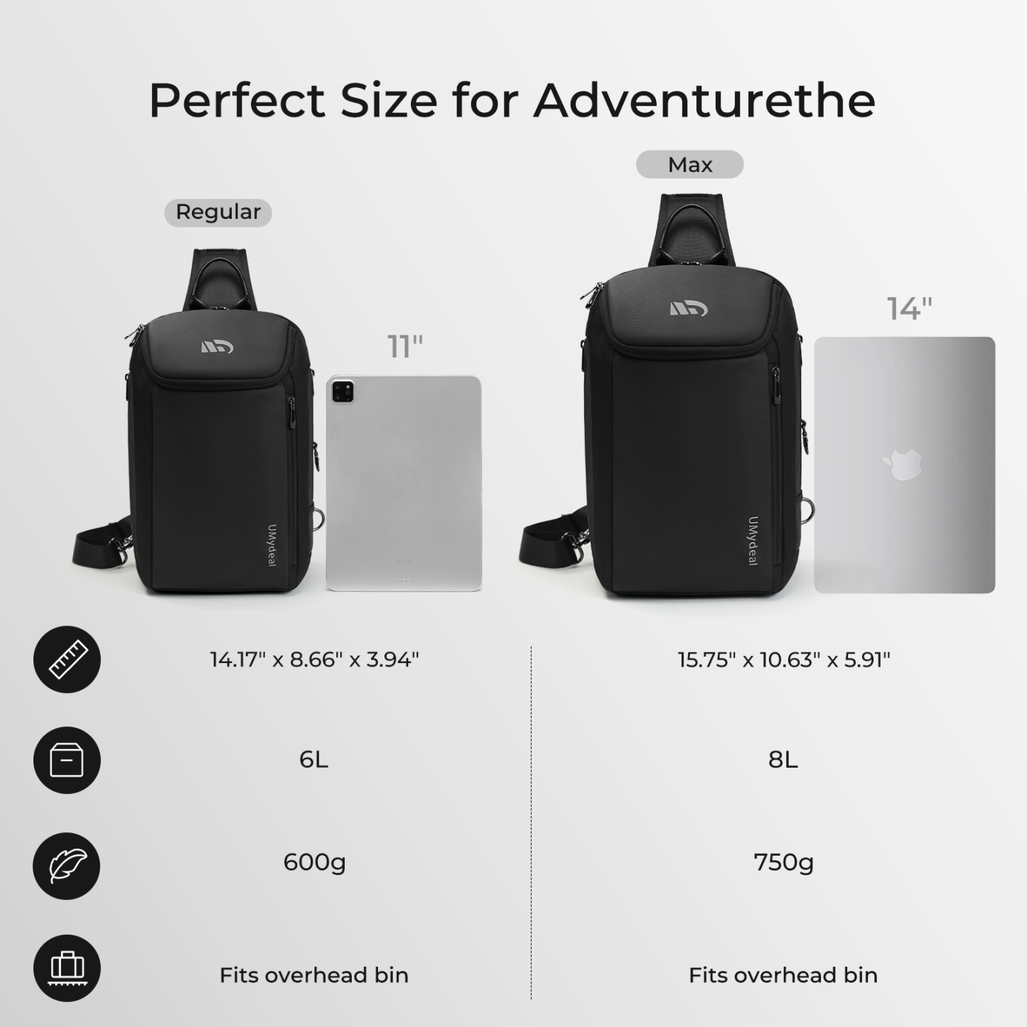  Umydeal Fashion Sling Bag(RFID) for 14-inch MacBook