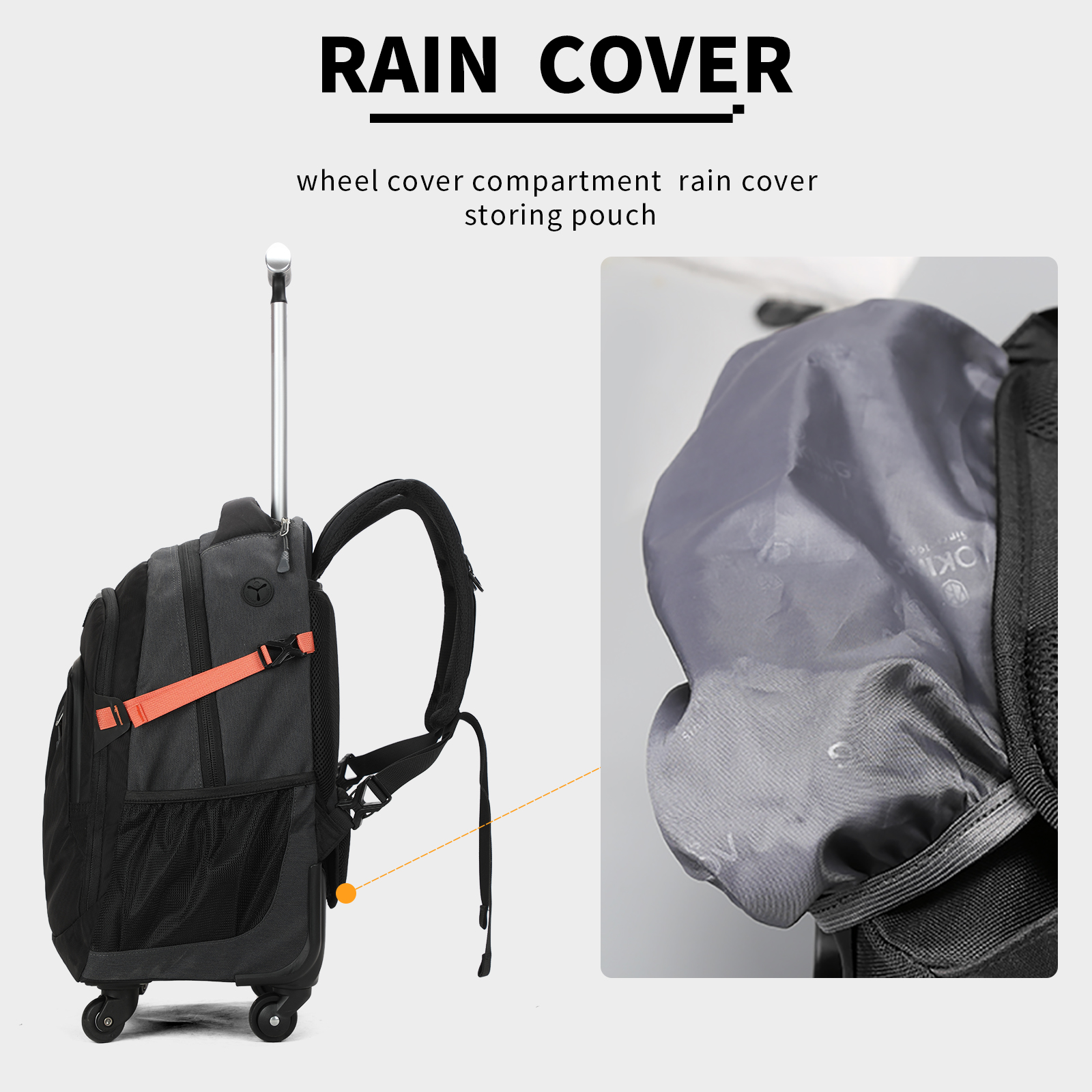 9700 Carry on 20/22″ Waterproof Lightweight Travel Rolling Backpack with Four Wheels