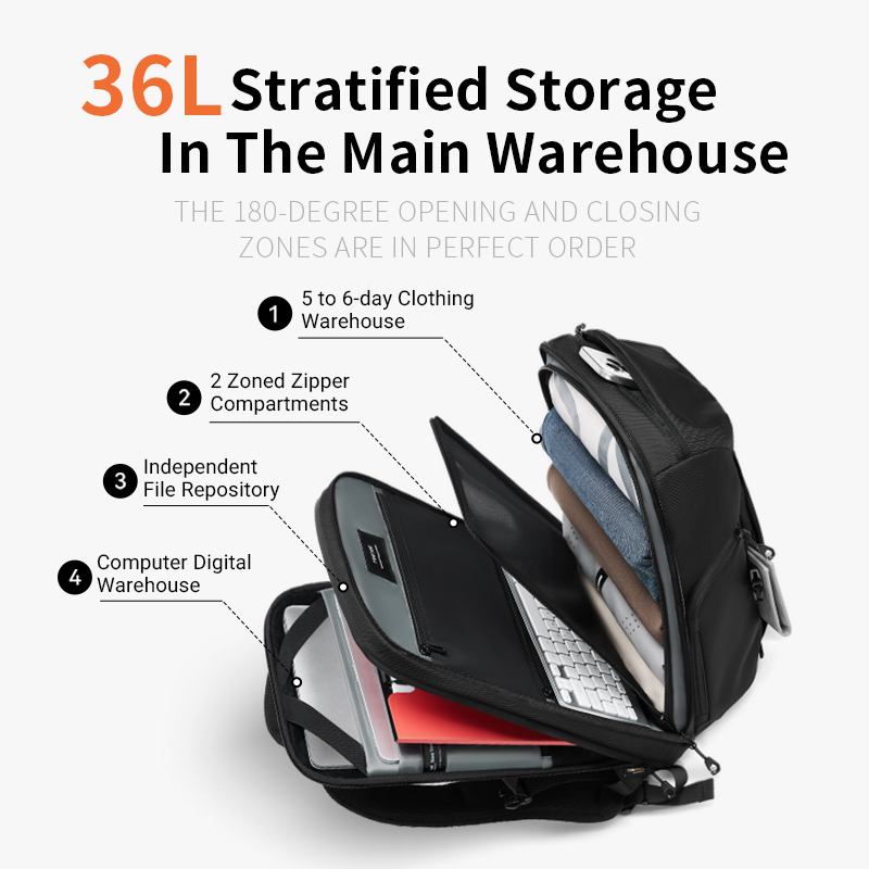 Aurora® 36L Everyday Travel Backpack(Unisex), 840D CORDURA Material, Removable Waist and Chest Strap