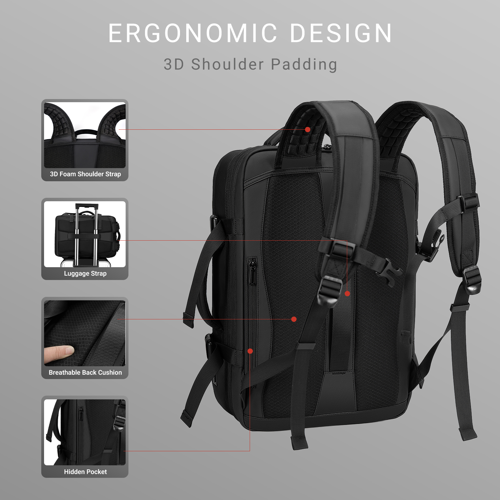 60L Carry on Vacuum Compression Travel Expandable Backpack