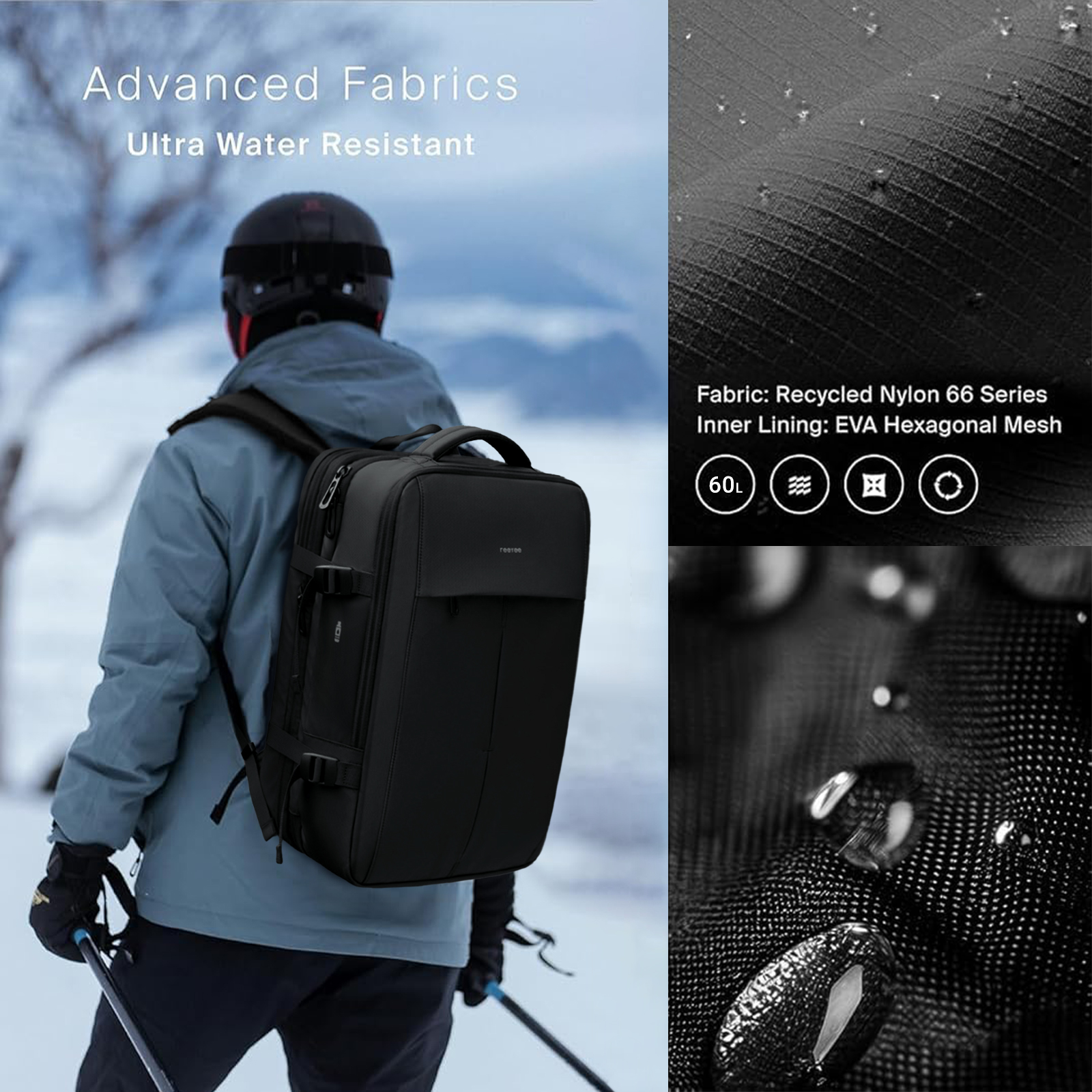 60L Carry on Vacuum Compression Travel Expandable Backpack