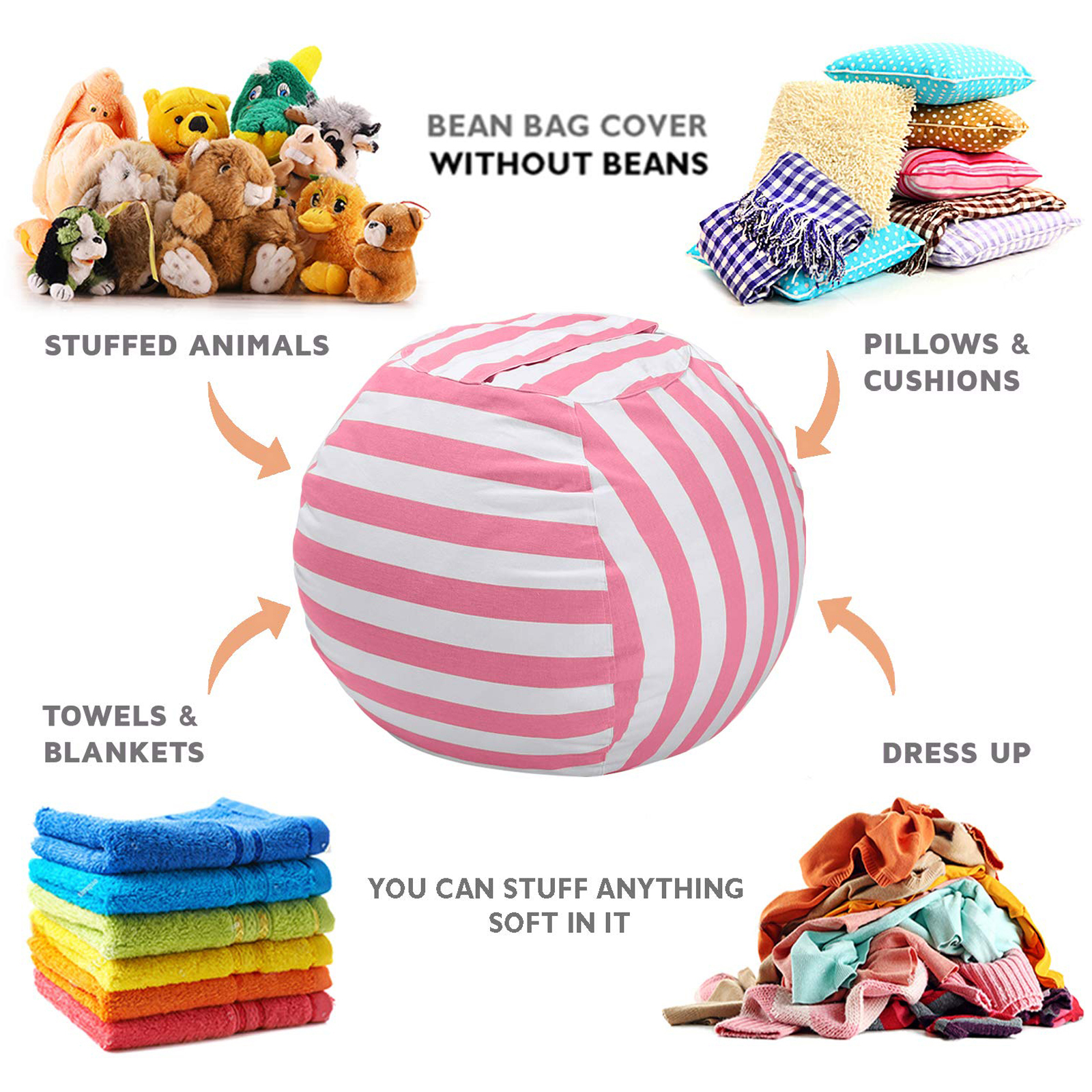 97 cm Soft Toy Storage Bag, Bean Bag, Kids Soft Pouch, Fabric Chair