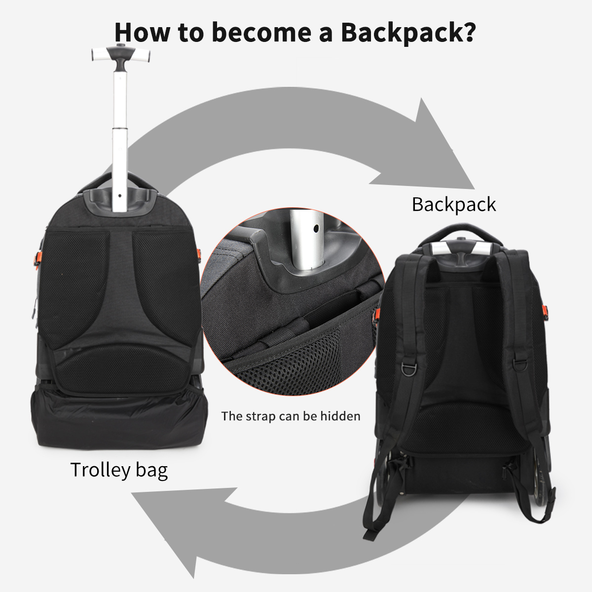 9709 Travel Rolling Backpack with Wheels