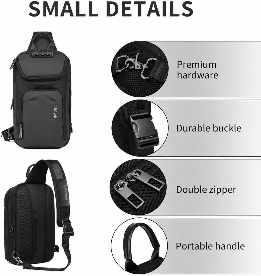 Sling Bag for Men, Anti Theft Sling Backpack, Mens Crossbody Bag, Shoulder Chest Bag for Travel, Casual