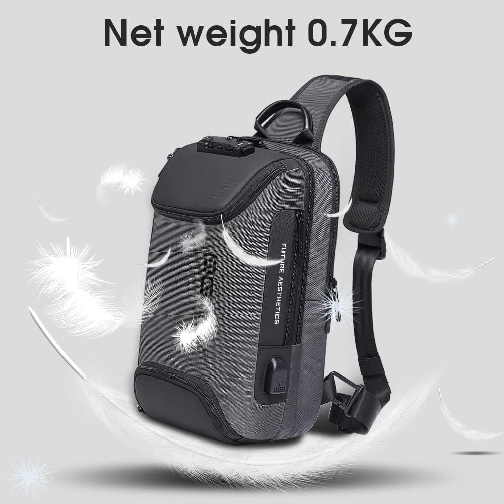 BANGE 7082 Sling Bag, Waterproof Men's Chest Bag Shoulder bags Crossbody Sling Backpack for Men