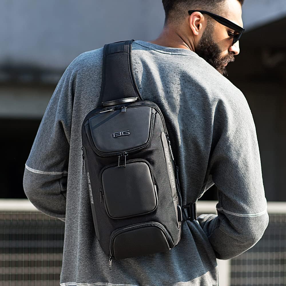 BANGE 7086 Sling Bag, Waterproof Men's Chest Bag Shoulder bags Crossbody Sling Backpack for Men