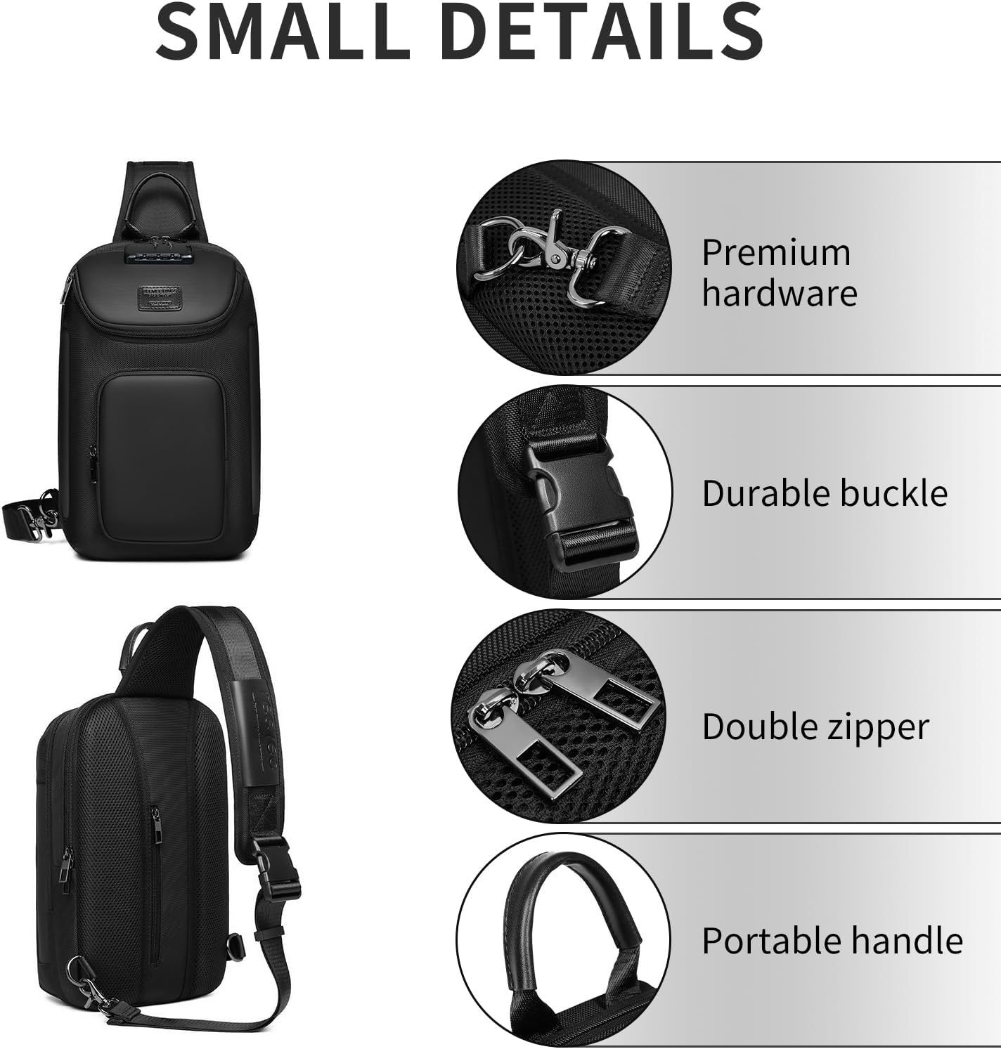 Sling Bag for Men, Anti Theft Sling Backpack, Mens Crossbody Bag, Shoulder Chest Bag for Travel, Casual