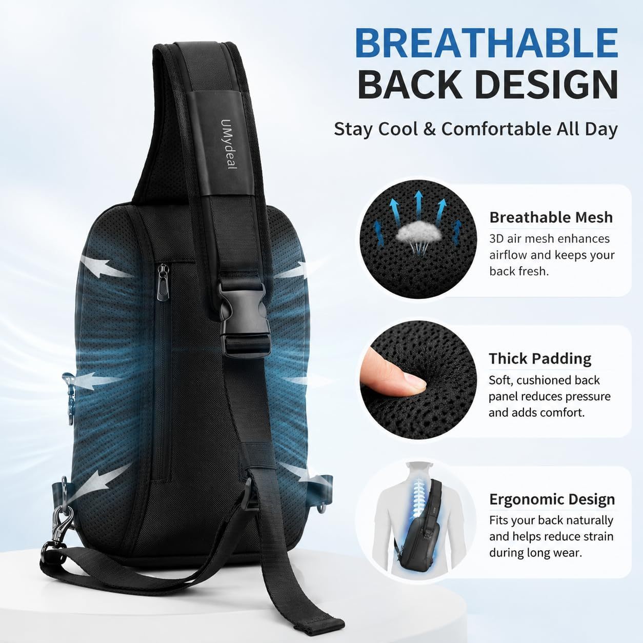  Umydeal Fashion Sling Bag(RFID) for 14-inch MacBook