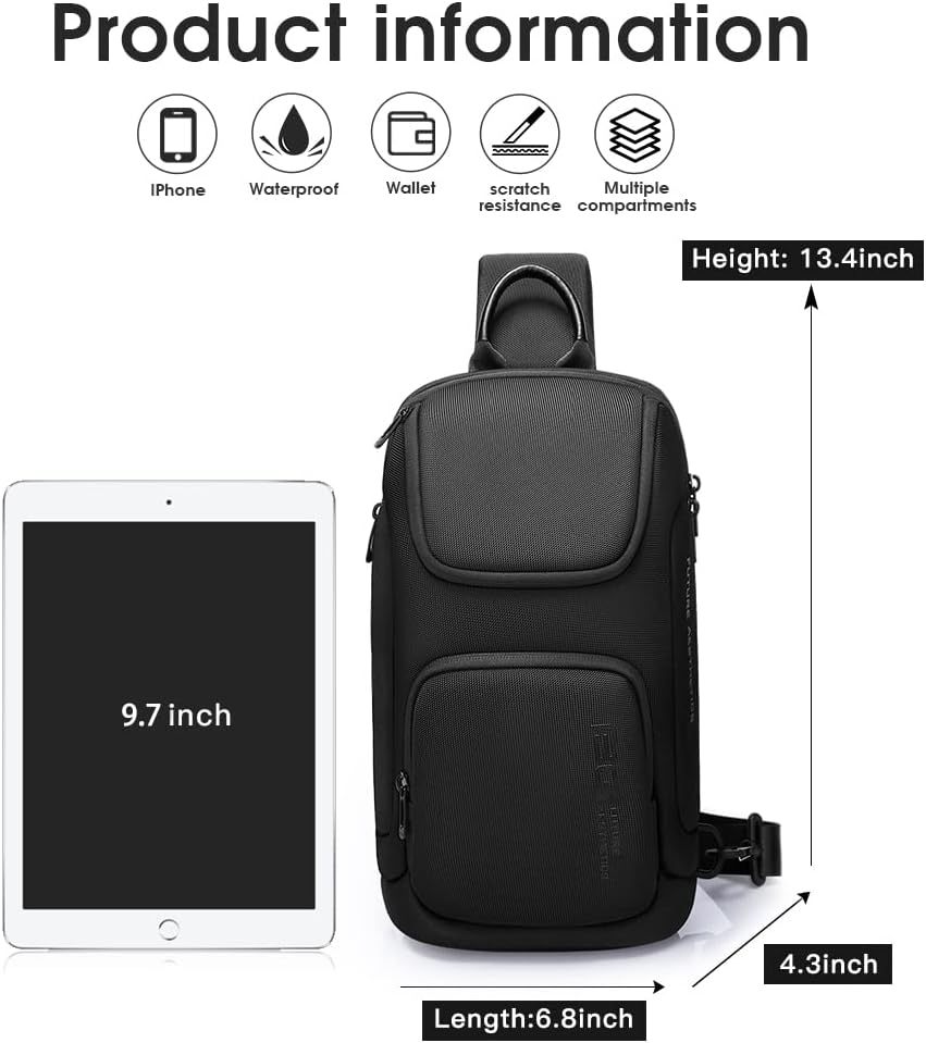 BANGE7565 crossbody bag, anti-theft lock, USB charging port, waterproof crossbody backpack