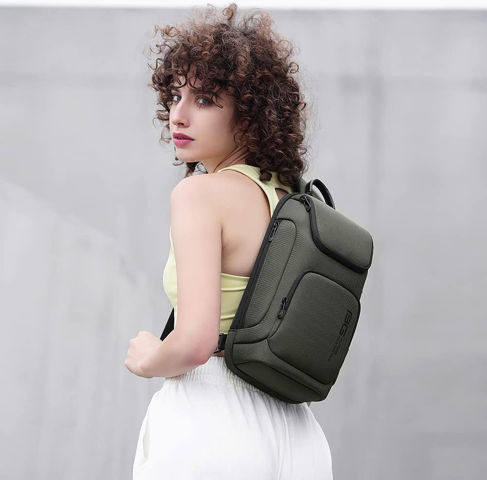 BANGE7565 crossbody bag, anti-theft lock, USB charging port, waterproof crossbody backpack