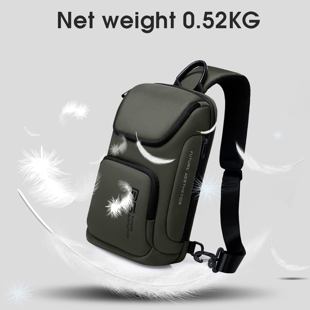 BANGE7565 crossbody bag, anti-theft lock, USB charging port, waterproof crossbody backpack