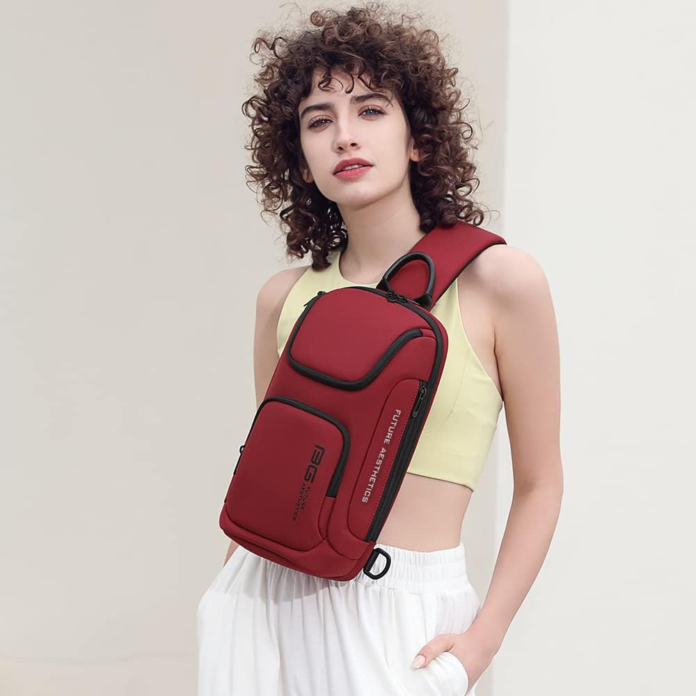 BANGE7565 crossbody bag, anti-theft lock, USB charging port, waterproof crossbody backpack