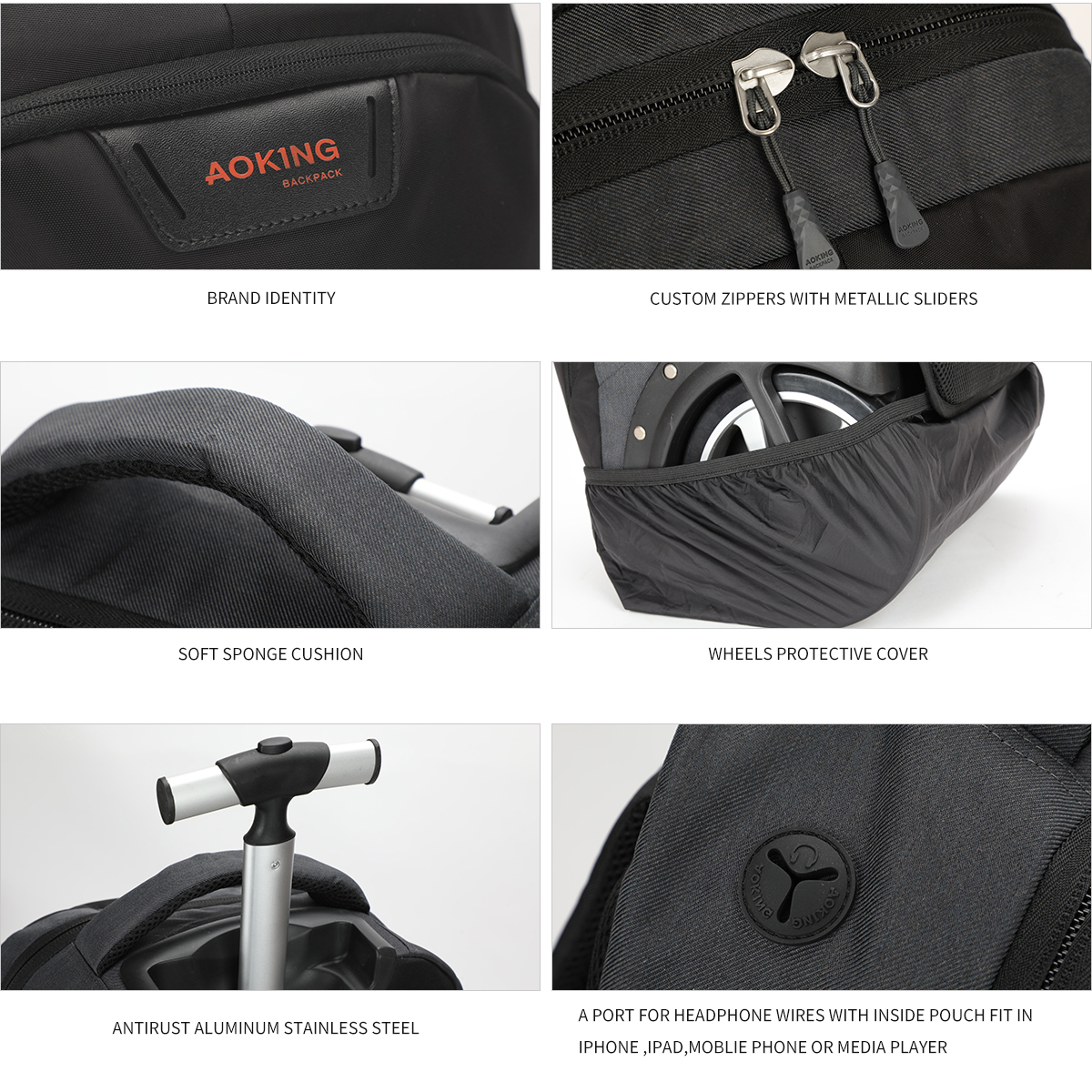 9709 Travel Rolling Backpack with Wheels