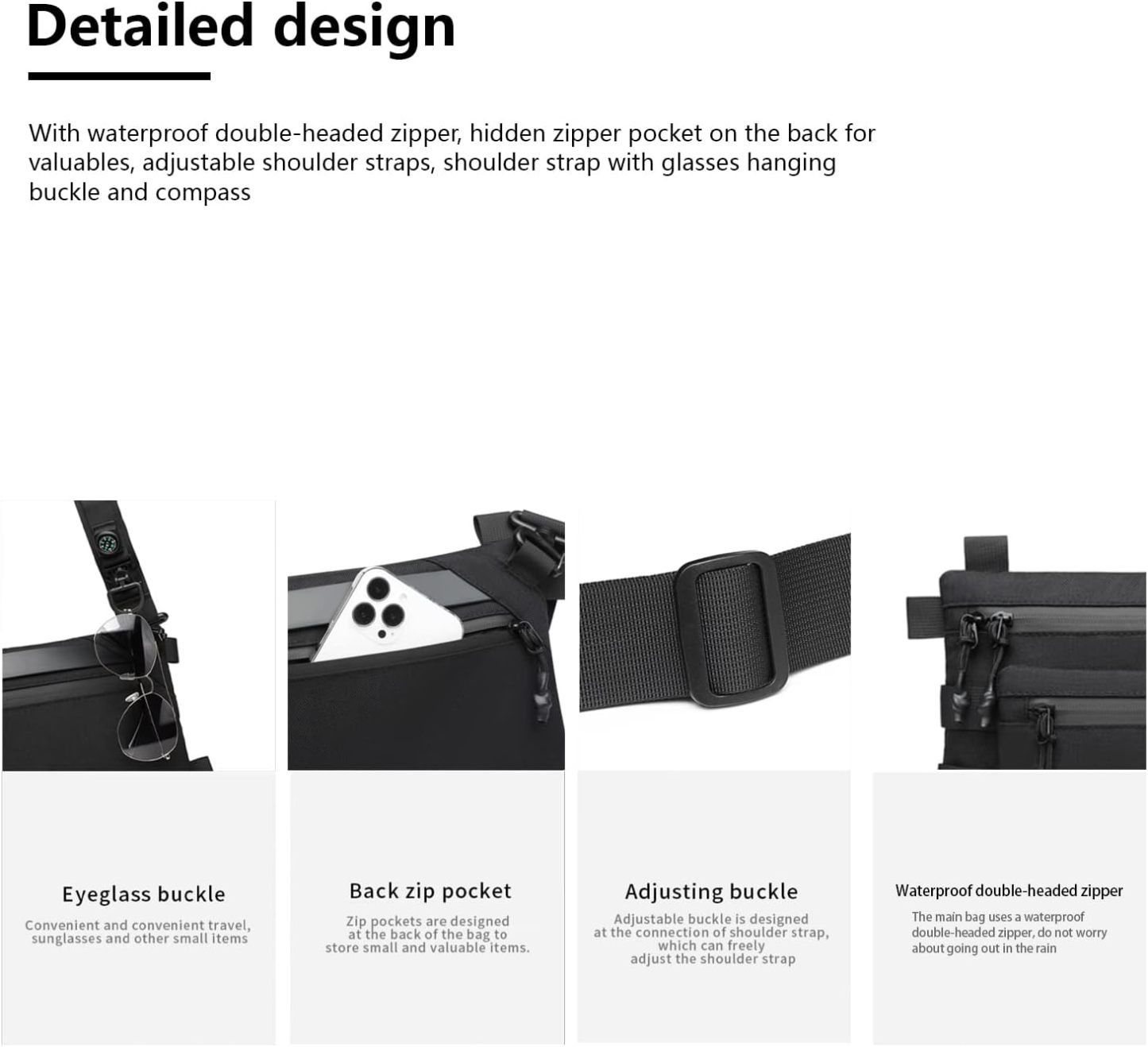 OZUKO 9670 Fashion Crossbody Bag Slim Fanny Pack Under Clothes