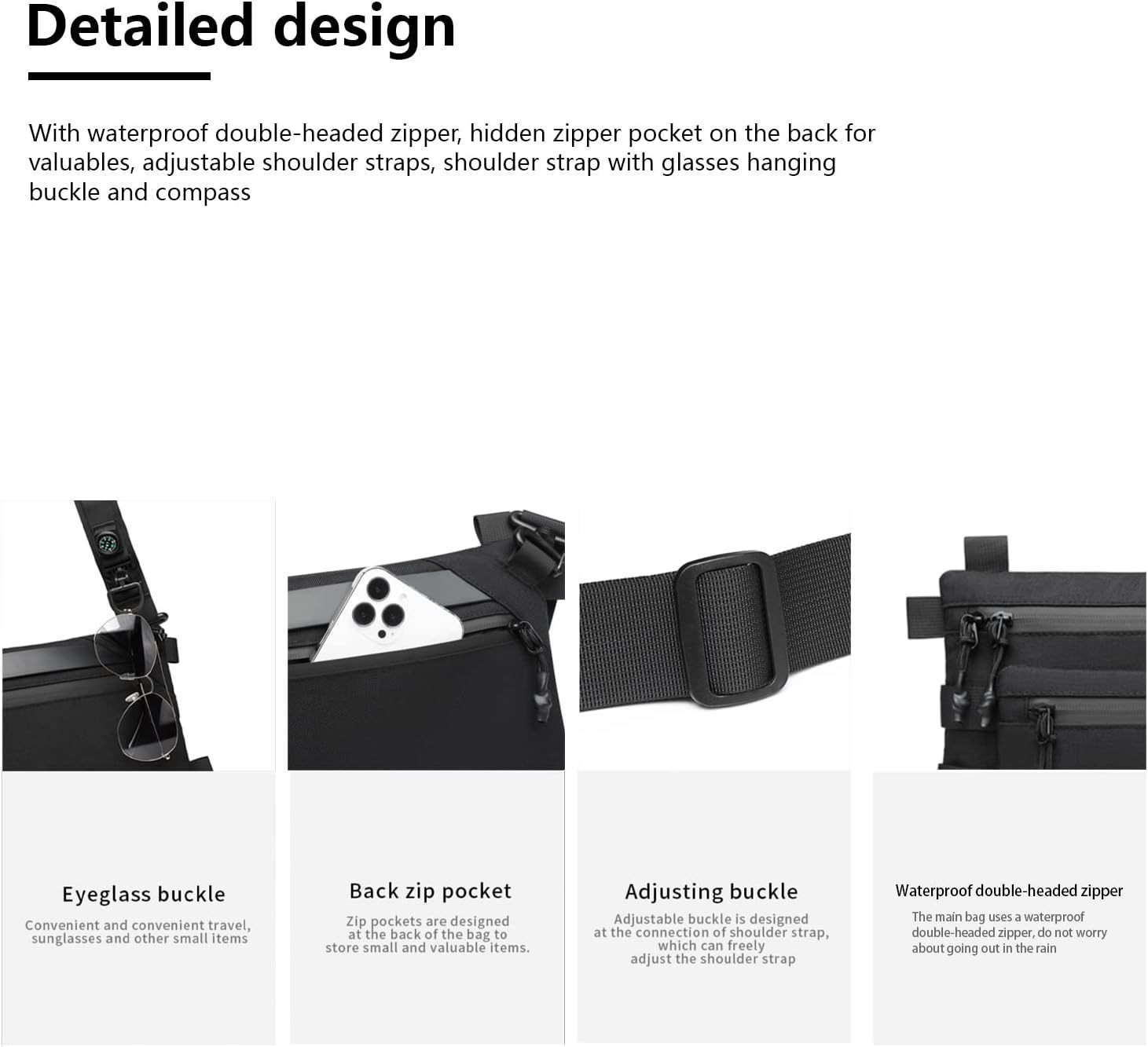 OZUKO 9670 Fashion Crossbody Bag Slim Fanny Pack Under Clothes